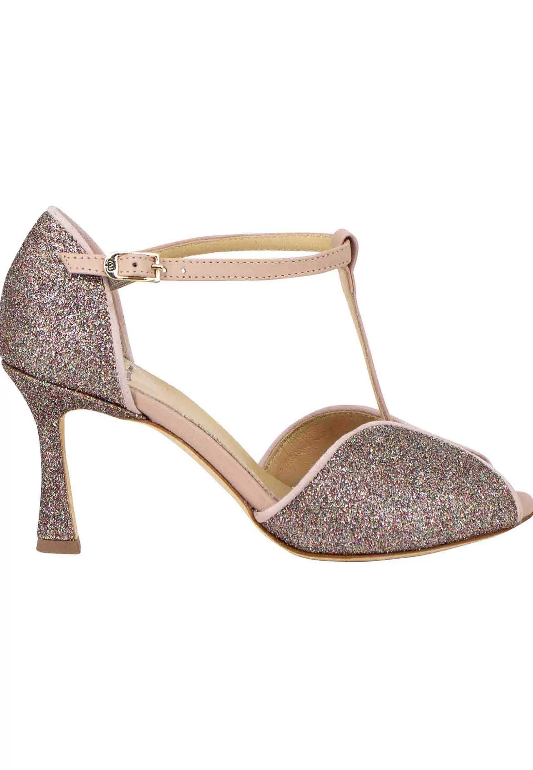 Sandai Donna In Gitter E Camoscio Nude Con Tacco Ato*L New