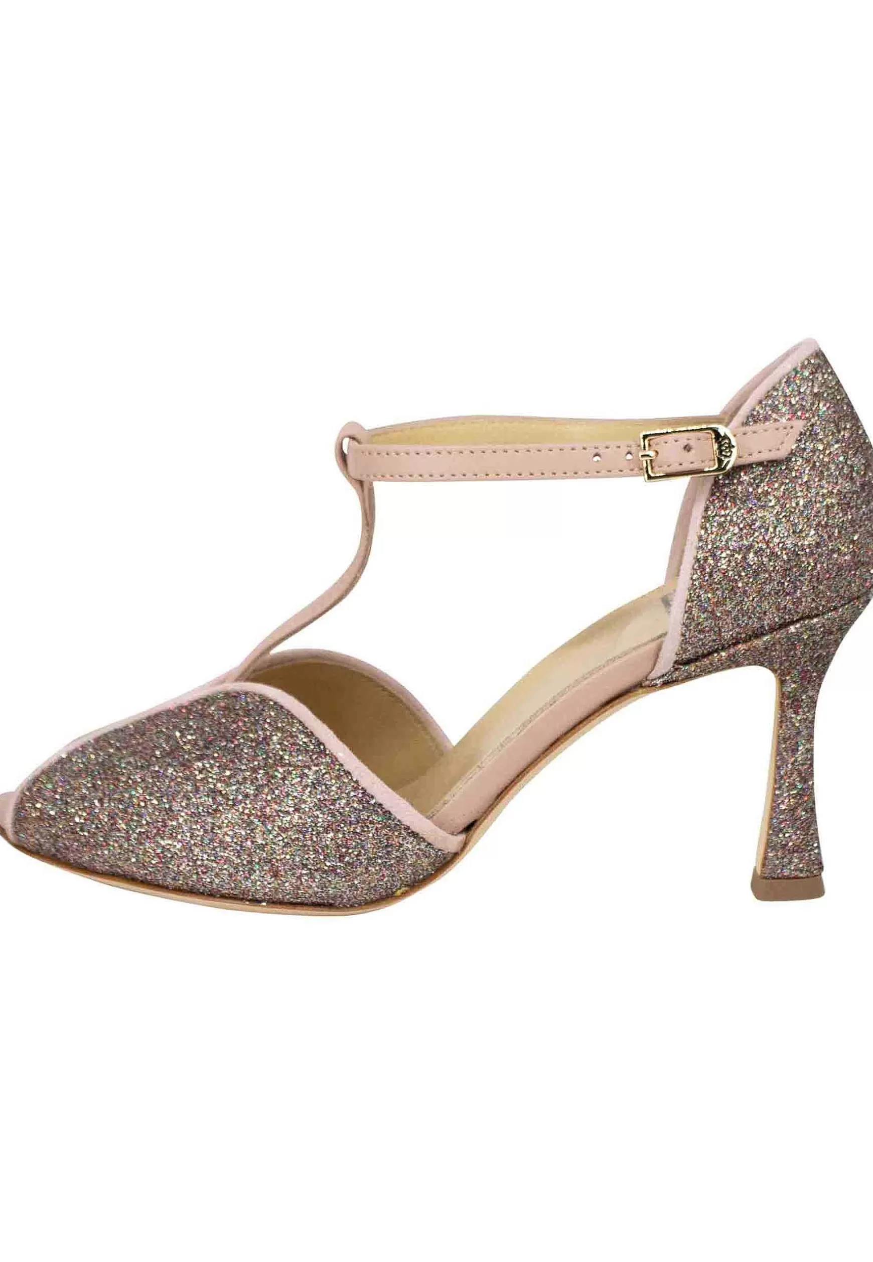 Sandai Donna In Gitter E Camoscio Nude Con Tacco Ato*L New
