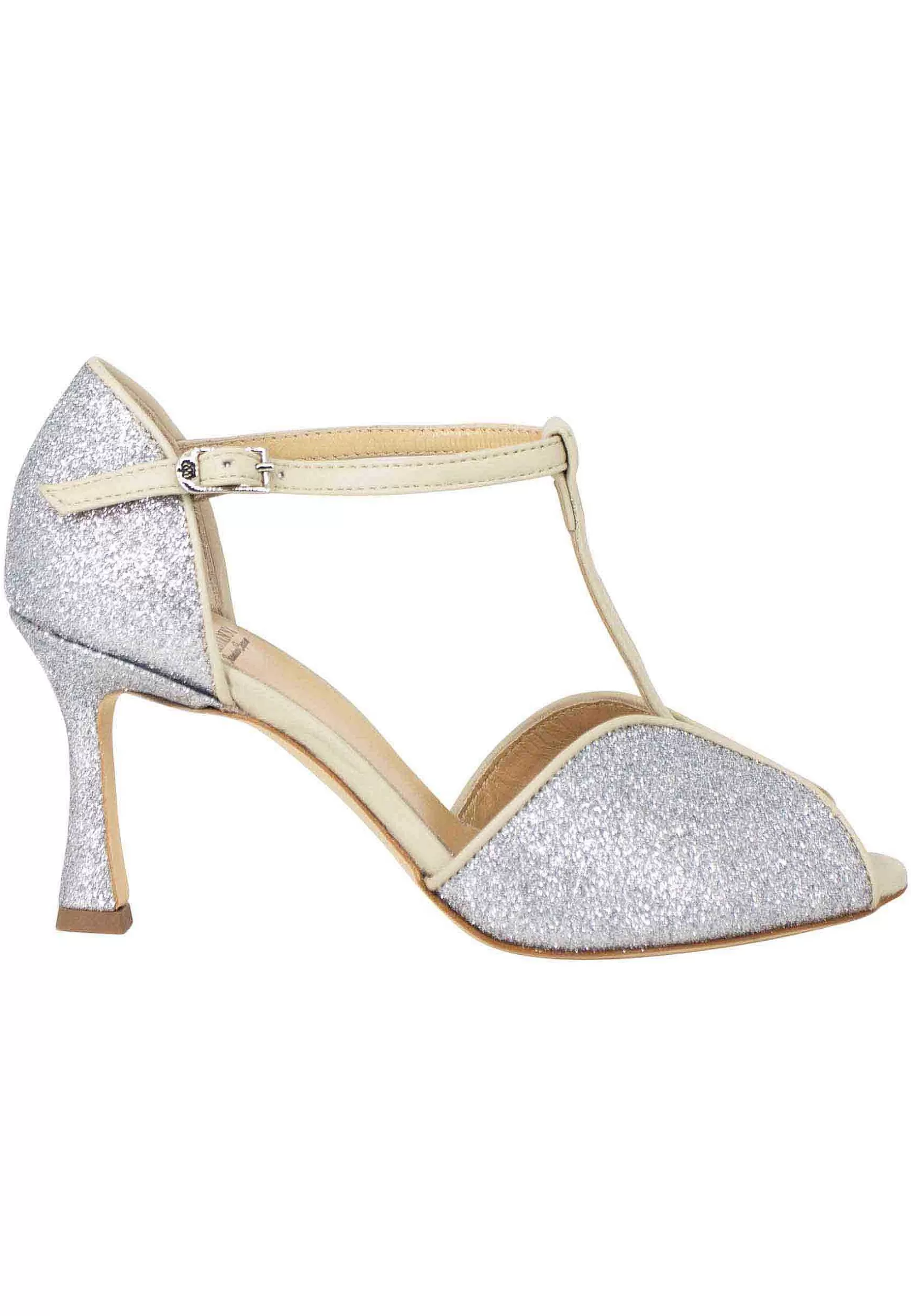 Sandai Donna In Gitter E Pee Argento Con Tacco Ato*L Store