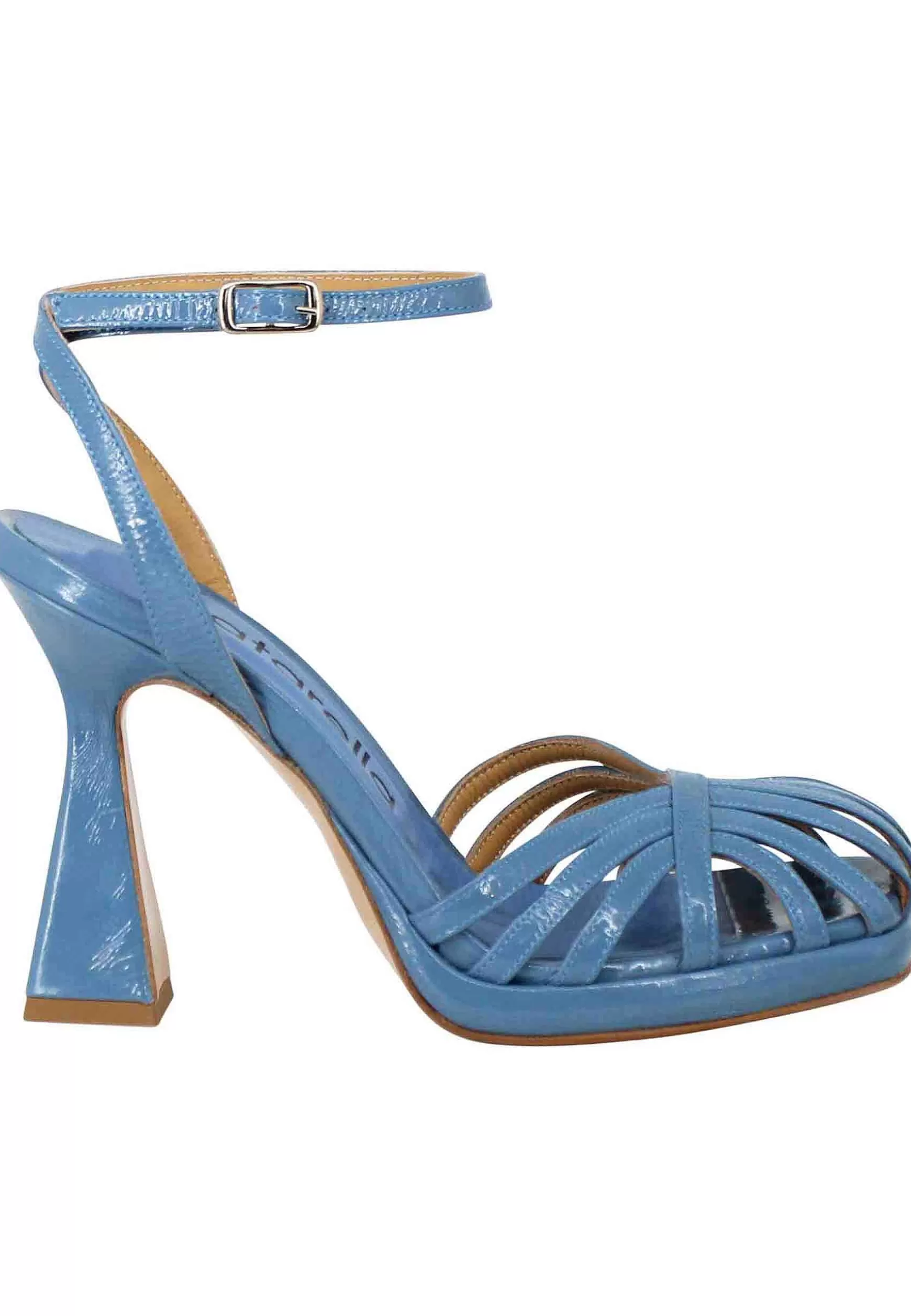 Sandali Donna In Naplack Blu Con Cinturino Alla Caviglia Tacco Alto E Plateau** Discount