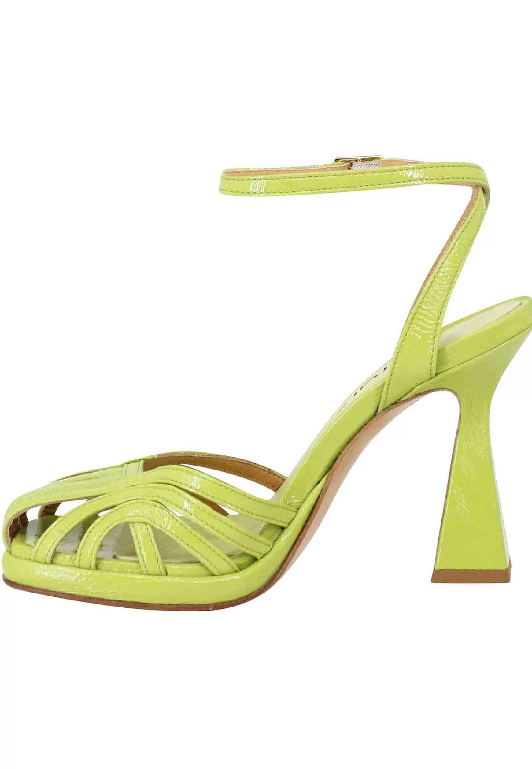Sandali Donna In Naplack Verde Acido Con Cinturino Alla Caviglia Tacco Alto E Plateau** Store
