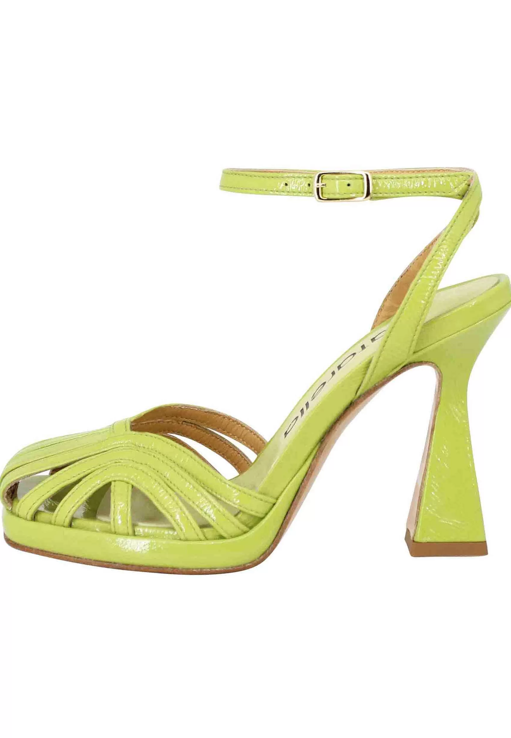 Sandali Donna In Naplack Verde Acido Con Cinturino Alla Caviglia Tacco Alto E Plateau** Store