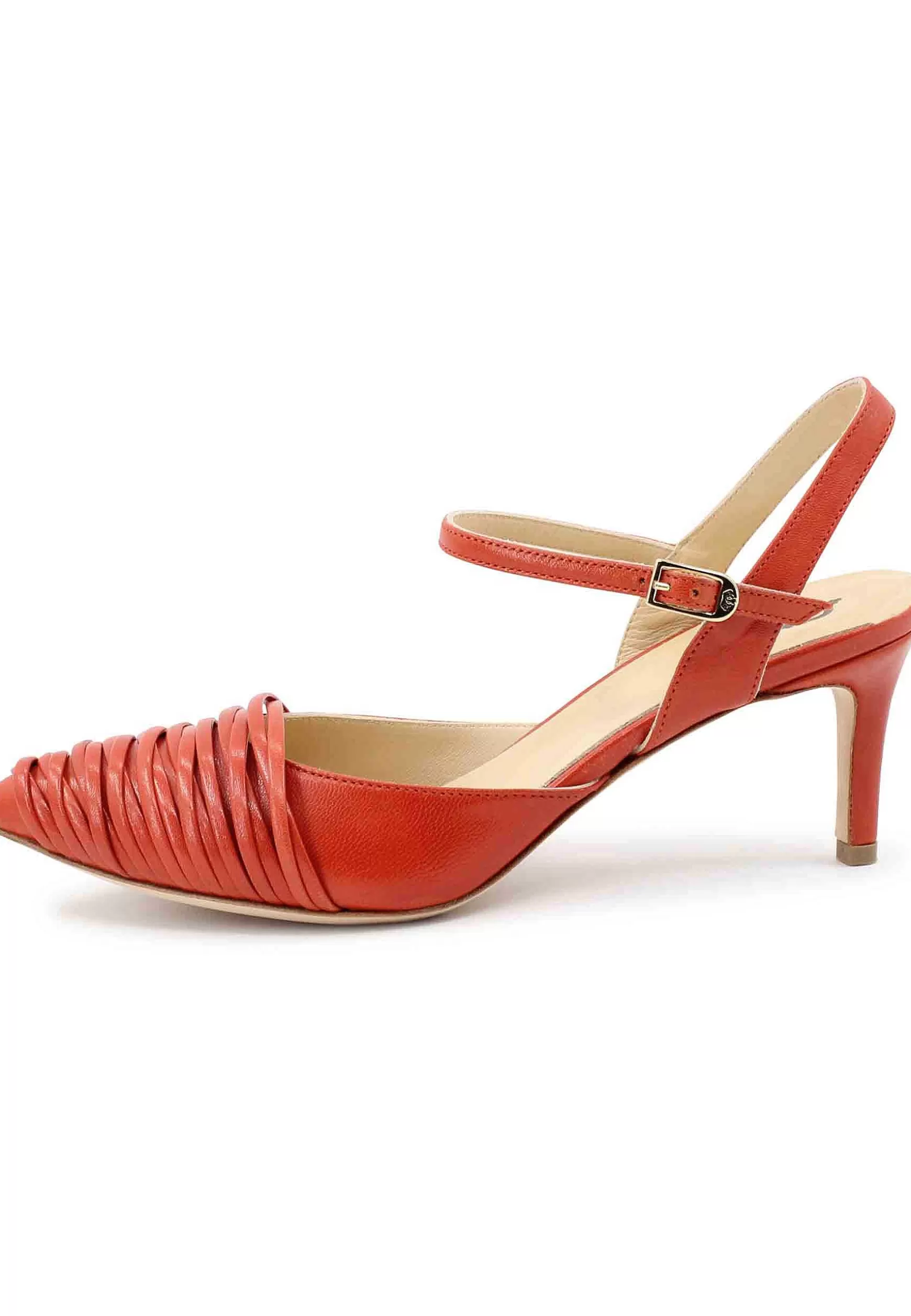 Sandai Donna In Pee Arancio Tacco Ato E Cinturino Aa Cavigia*L Store
