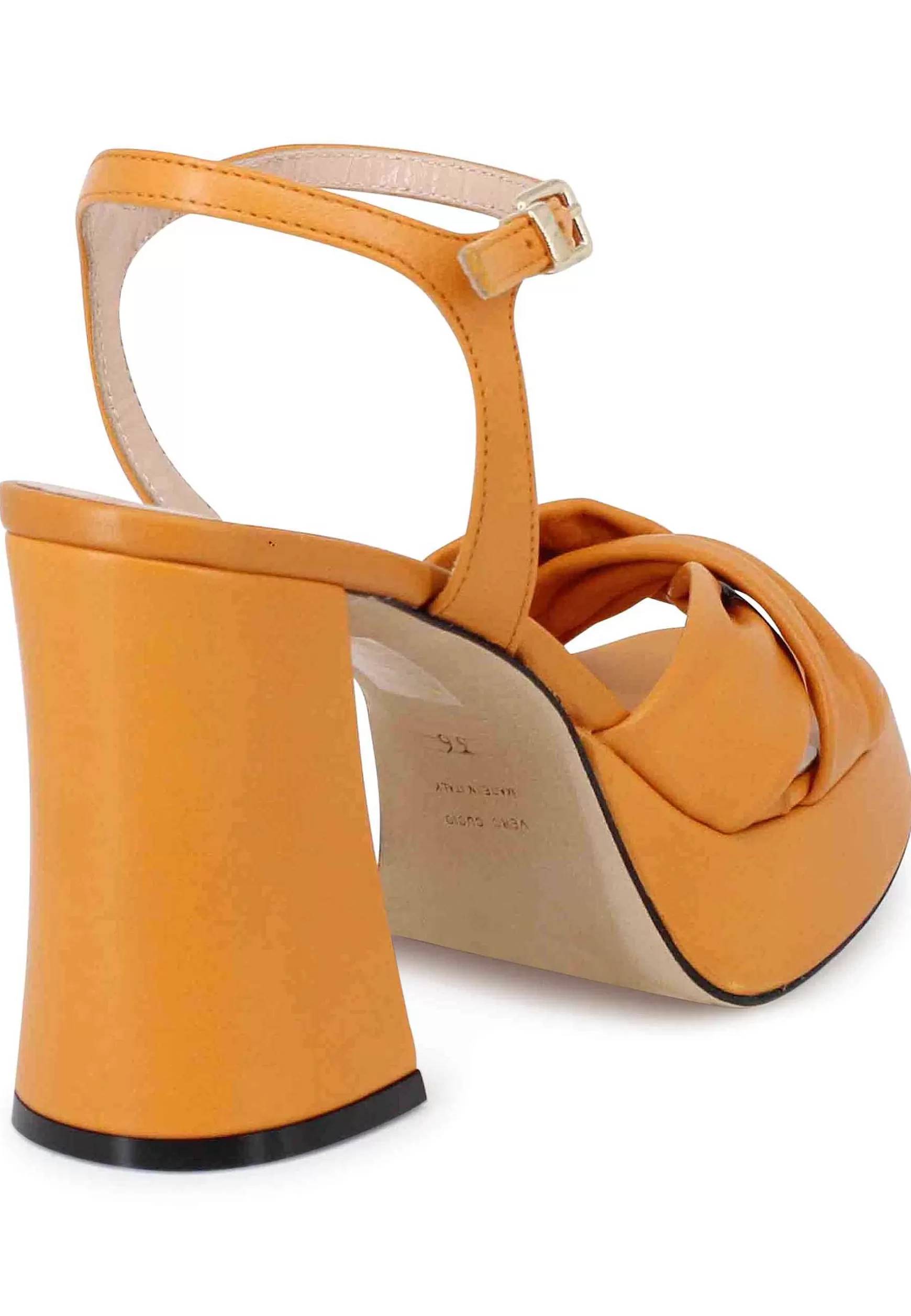 Sandali Donna In Pelle Arancione Con Tacco Alto Plateau E Cinturino Alla Caviglia** Best