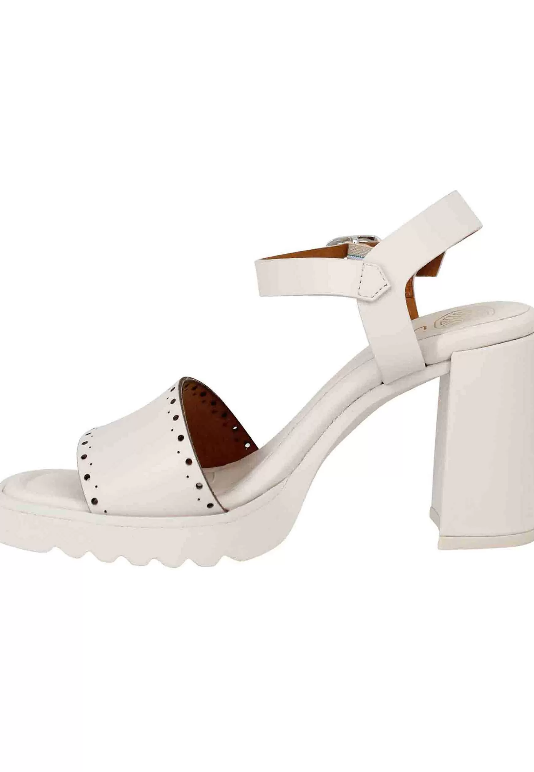 Sandali Donna In Pelle Avorio Con Tacco Alto E Plateau In Gomma Carrarmato*Unisa Cheap