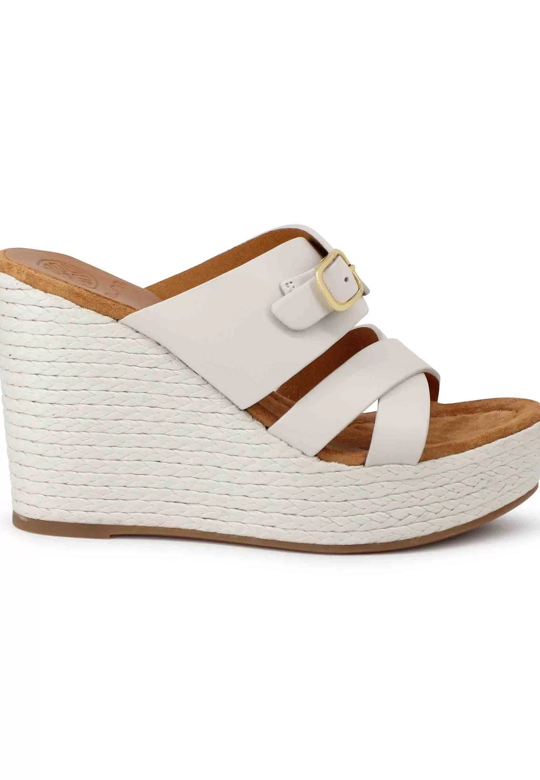 Sandali Donna In Pelle Avorio Con Zeppa Alta In Corda*Unisa Cheap