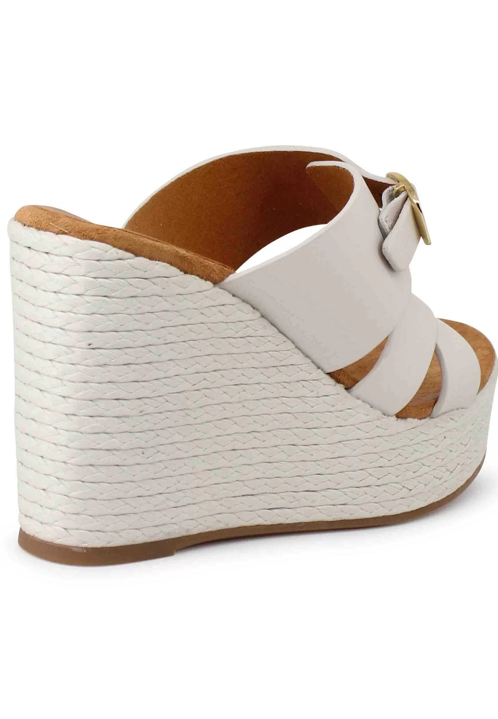 Sandali Donna In Pelle Avorio Con Zeppa Alta In Corda*Unisa Cheap