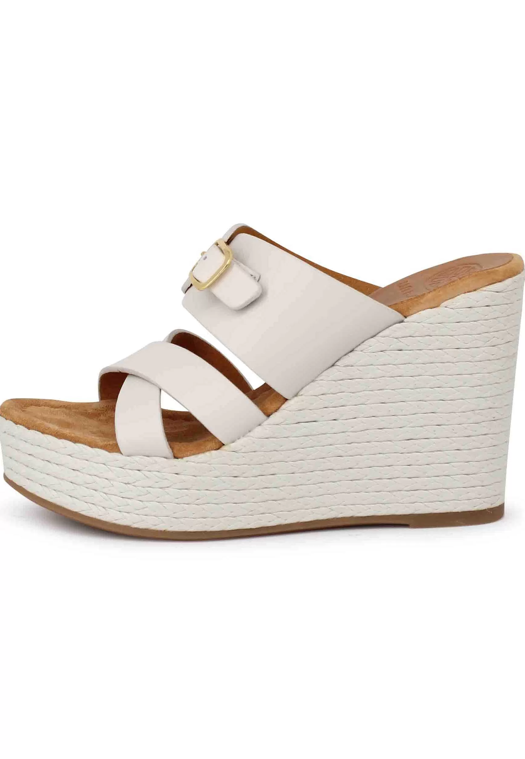 Sandali Donna In Pelle Avorio Con Zeppa Alta In Corda*Unisa Cheap