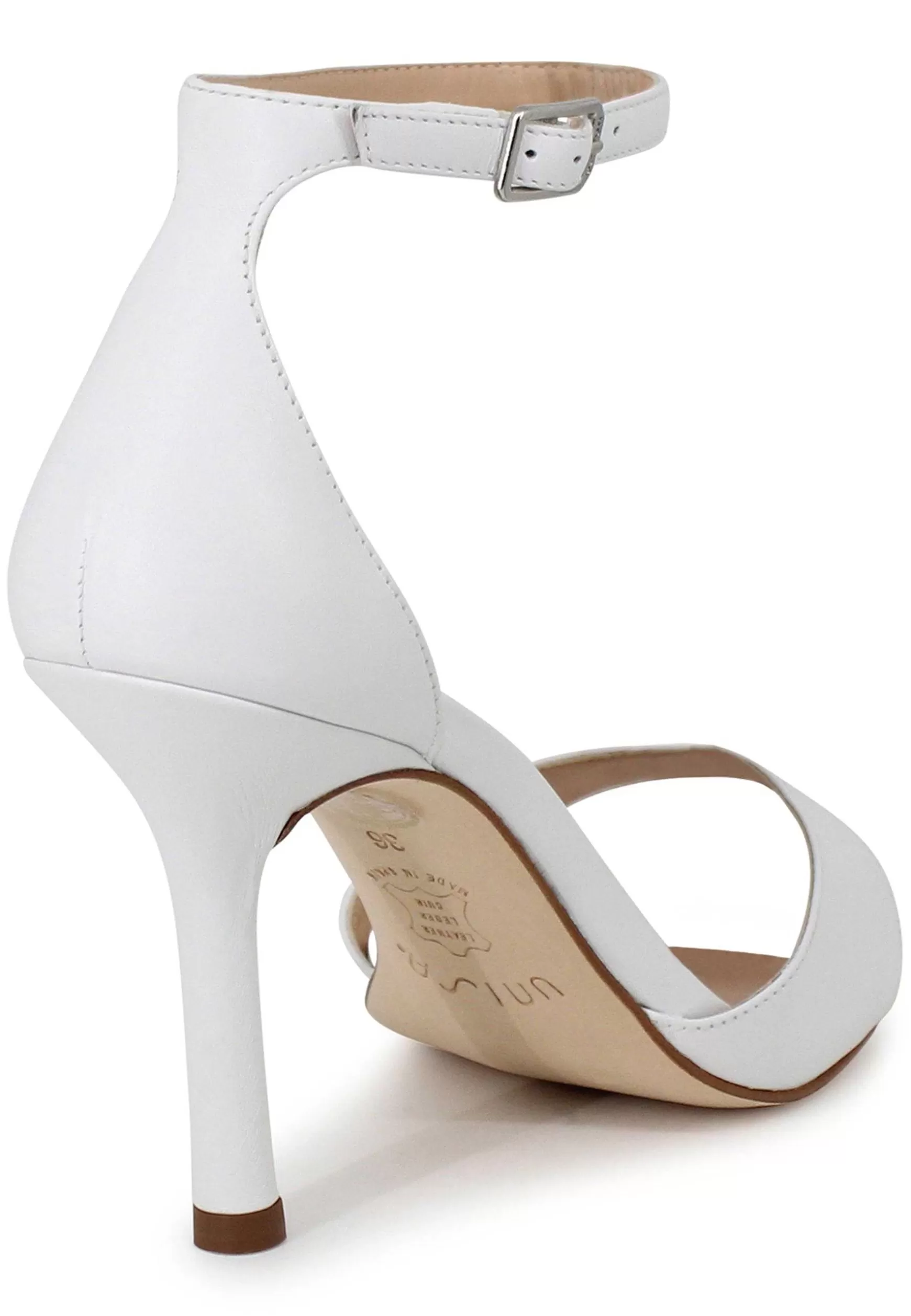 Sandali Donna In Pelle Bianca Con Tacco Alto E Cinturino Alla Caviglia*Unisa Discount