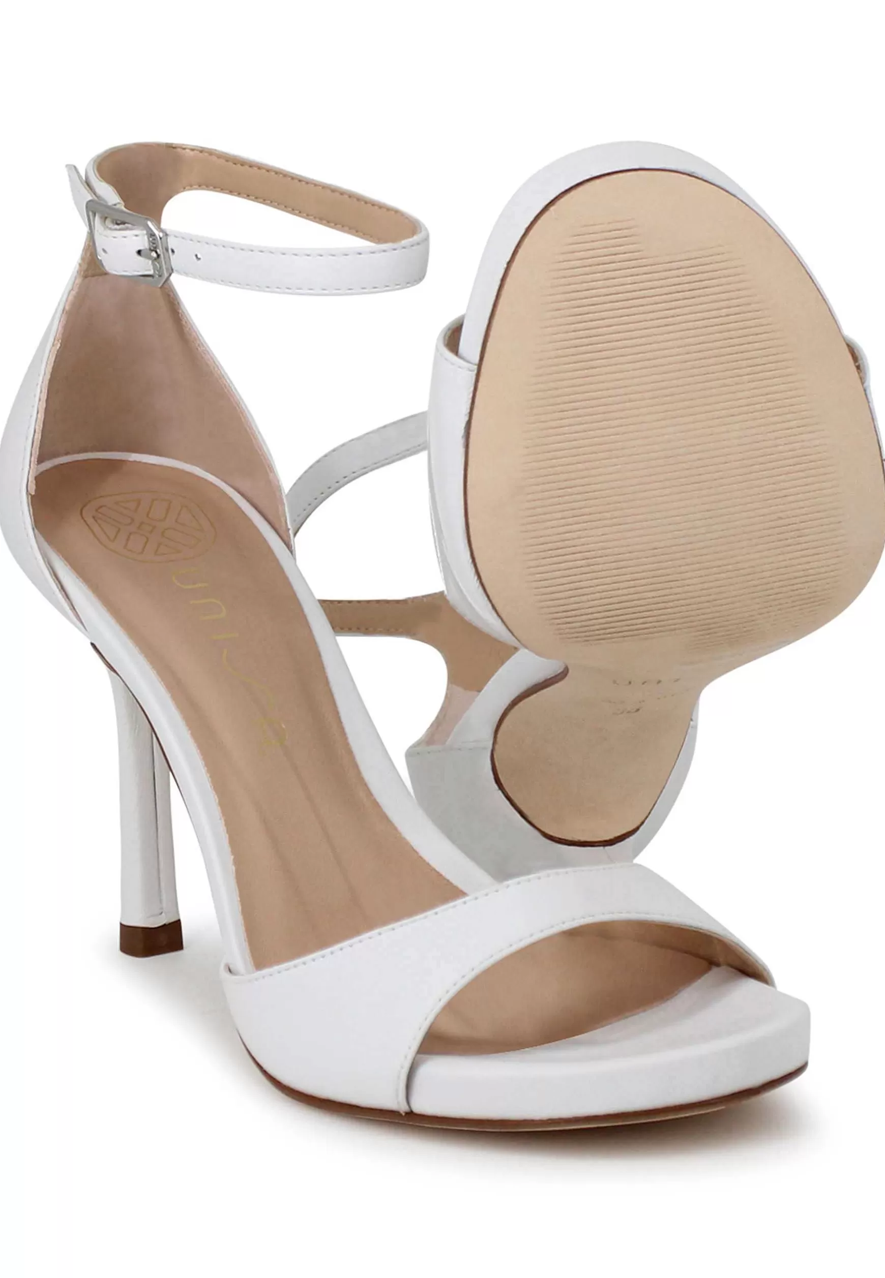 Sandali Donna In Pelle Bianca Con Tacco Alto E Cinturino Alla Caviglia*Unisa Discount