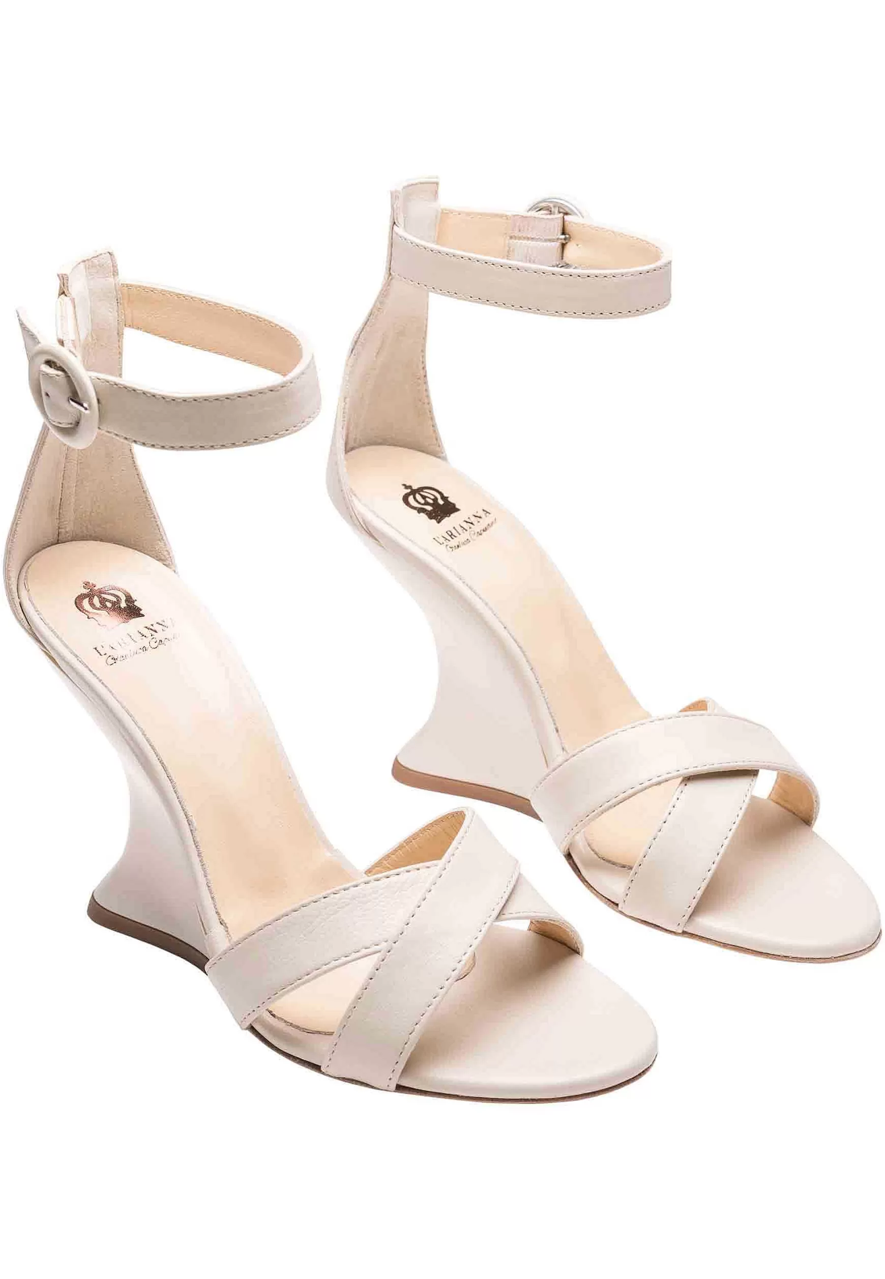 Sandai Donna In Pee Bianca Con Zeppa Ata E Cinturino Aa Cavigia*L Flash Sale