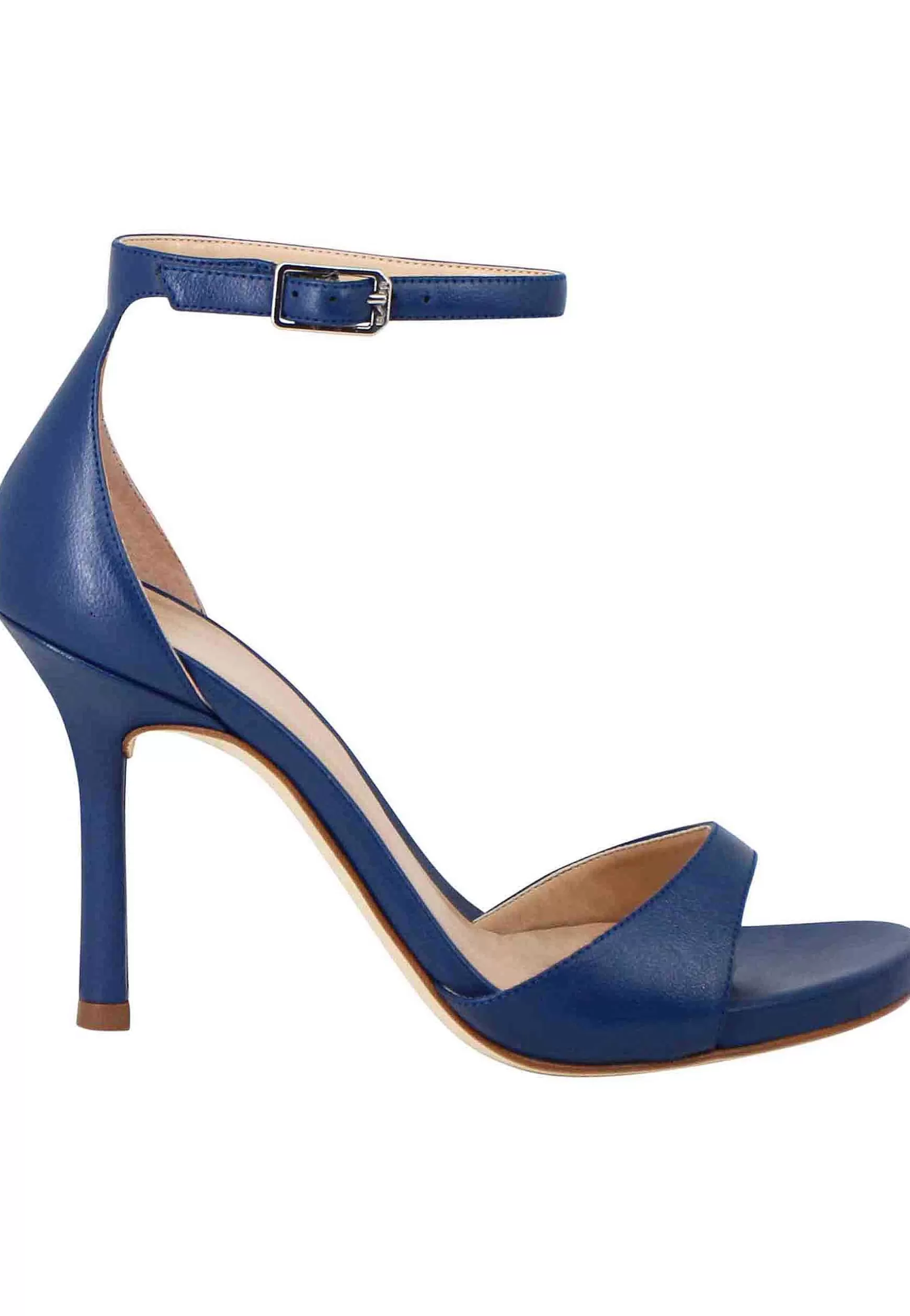 Sandali Donna In Pelle Blu Con Tacco Alto E Cinturino Alla Caviglia*Unisa Best Sale