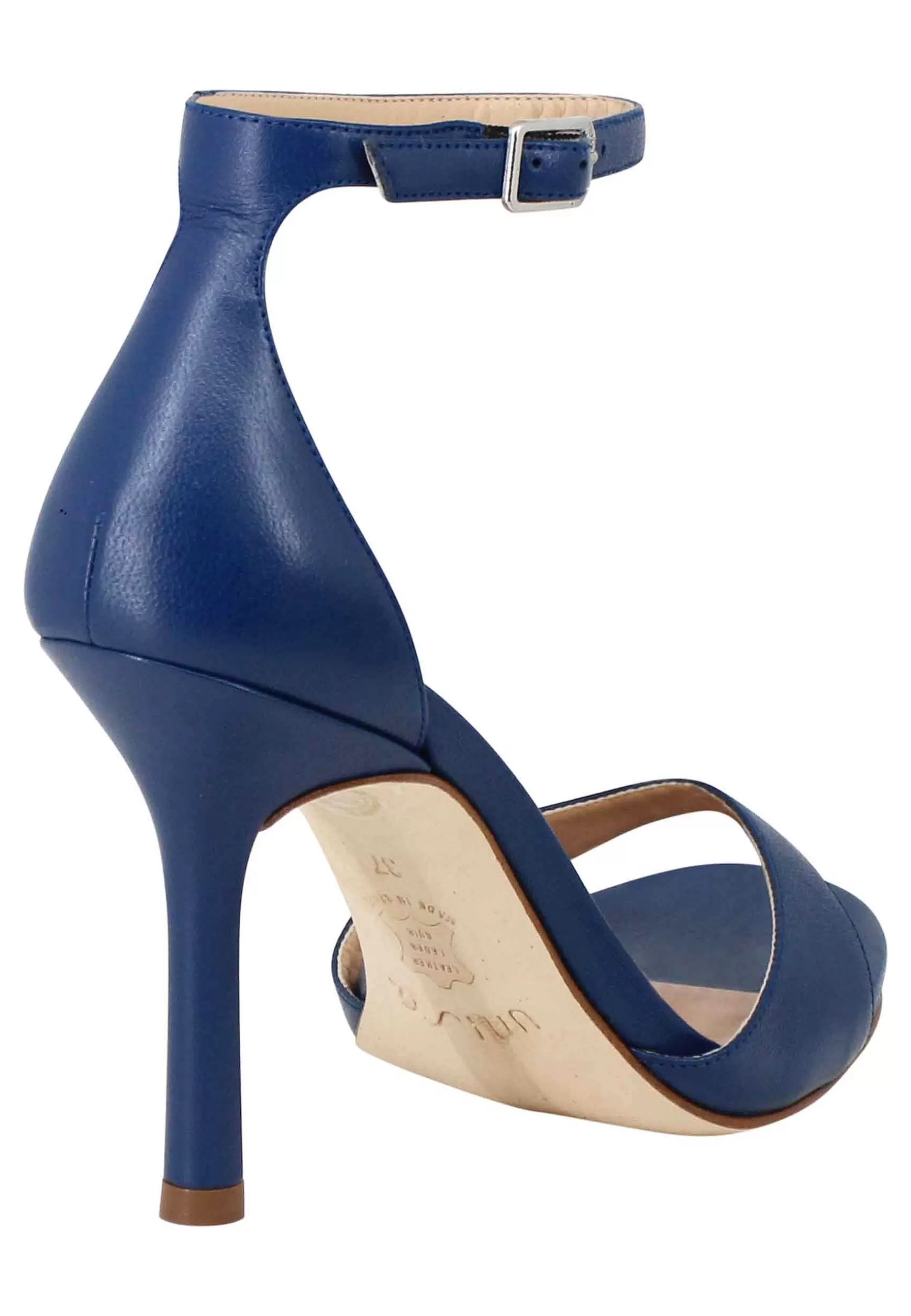Sandali Donna In Pelle Blu Con Tacco Alto E Cinturino Alla Caviglia*Unisa Best Sale