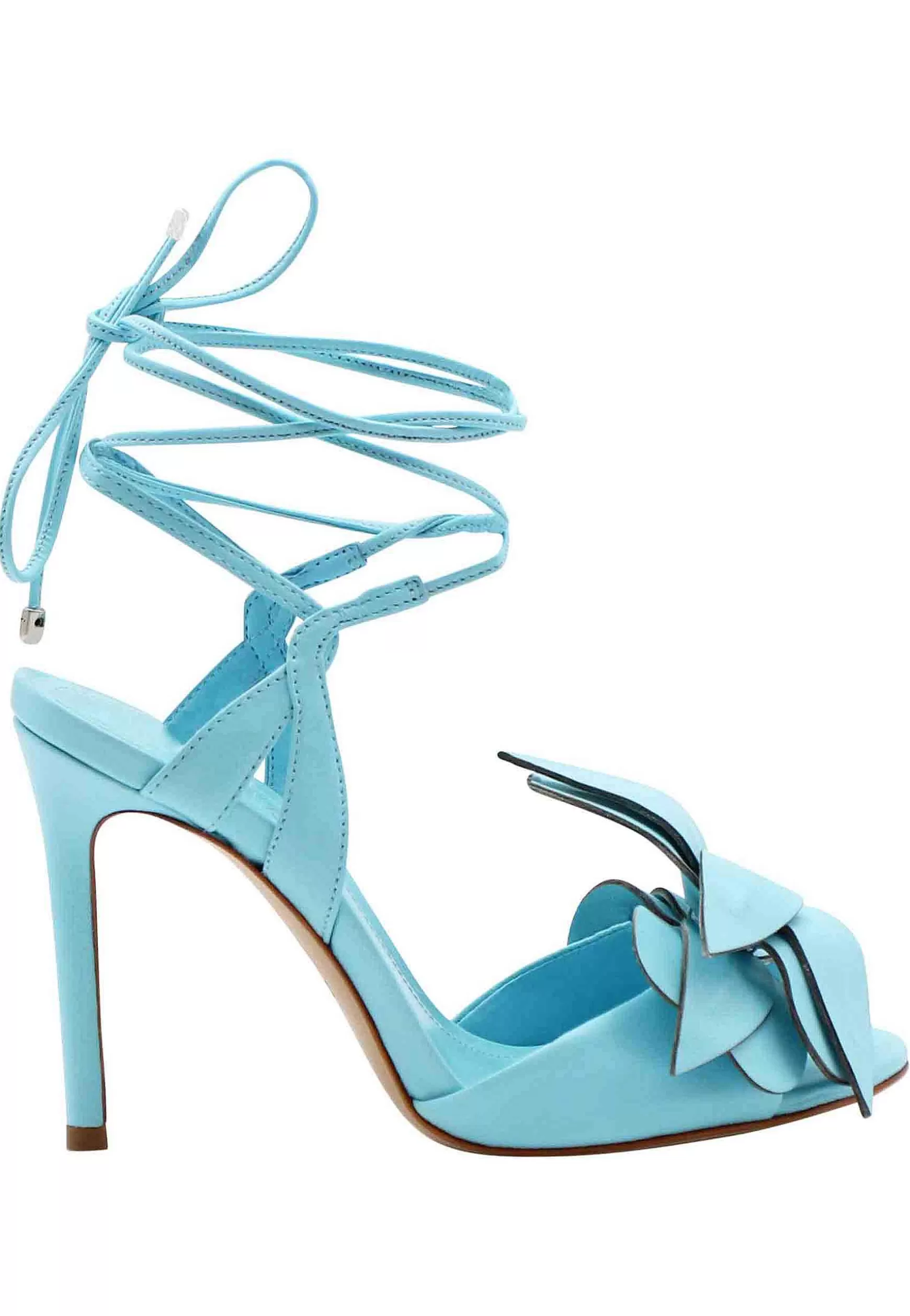 Sandali Donna In Pelle Celeste Con Grande Fiore In Pelle Tacco Alto E Laccetti*Schutz Cheap
