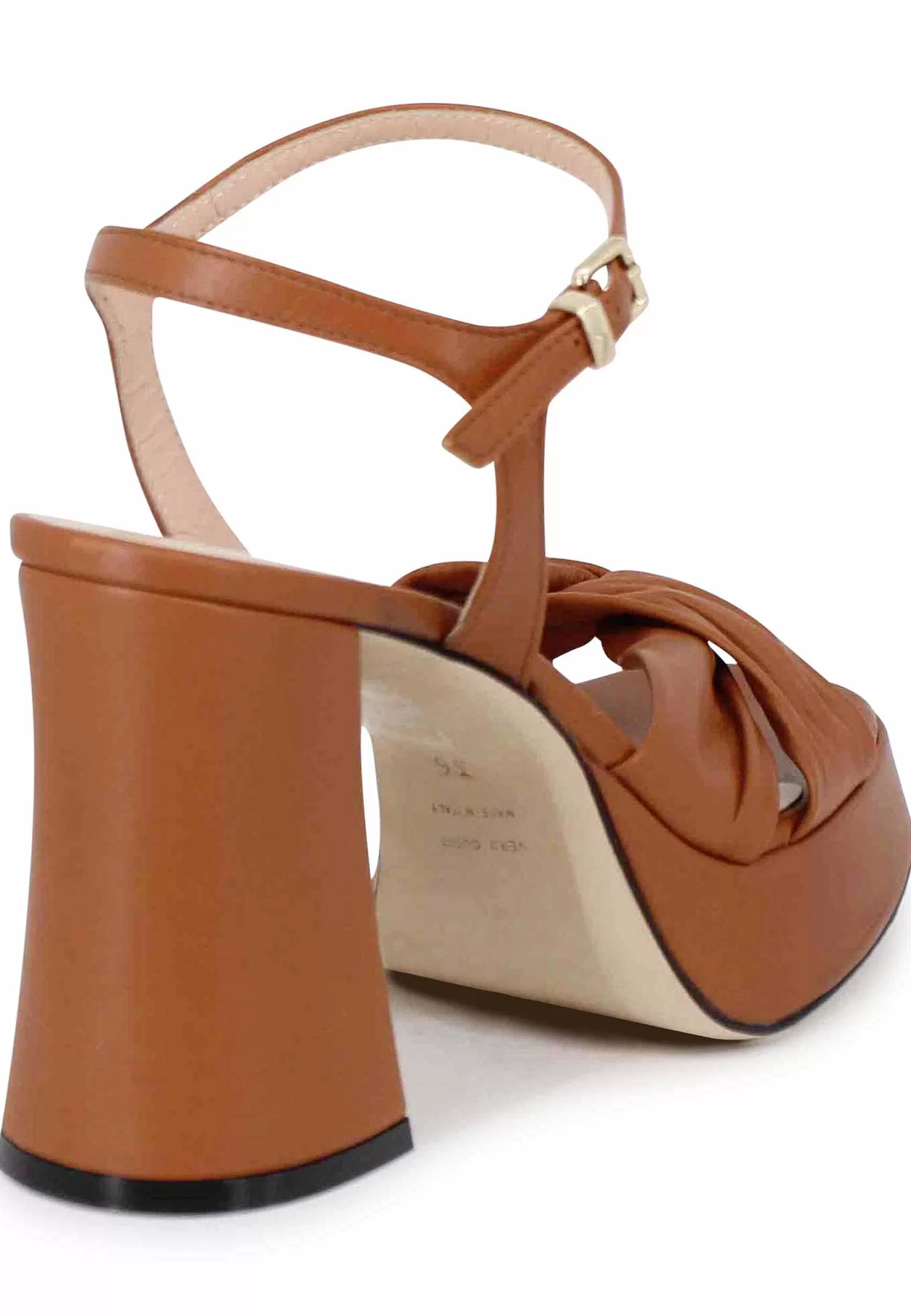 Sandali Donna In Pelle Cuoio Con Tacco Alto Plateau E Cinturino Alla Caviglia** Online