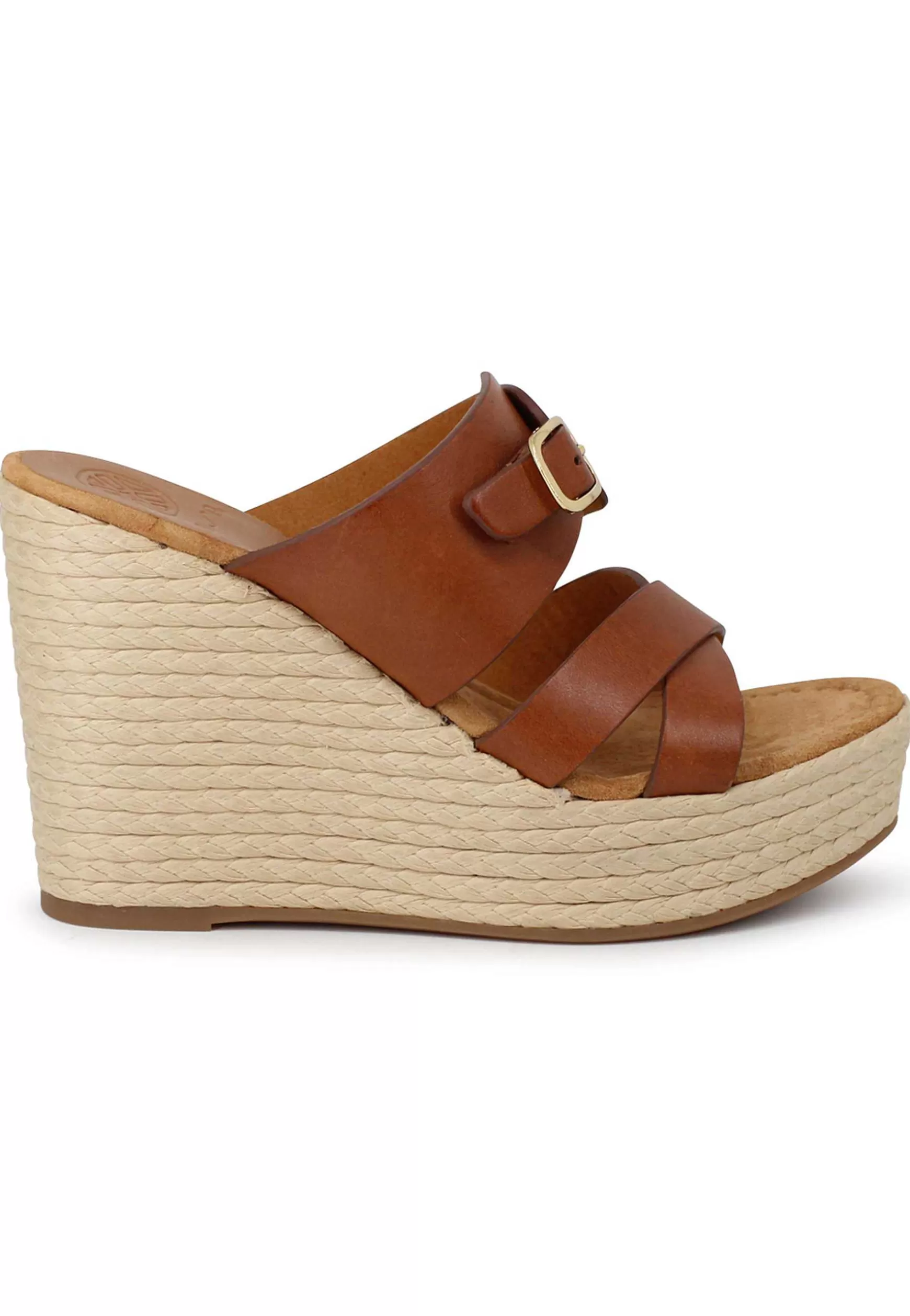 Sandali Donna In Pelle Cuoio Con Zeppa Alta In Corda*Unisa Discount