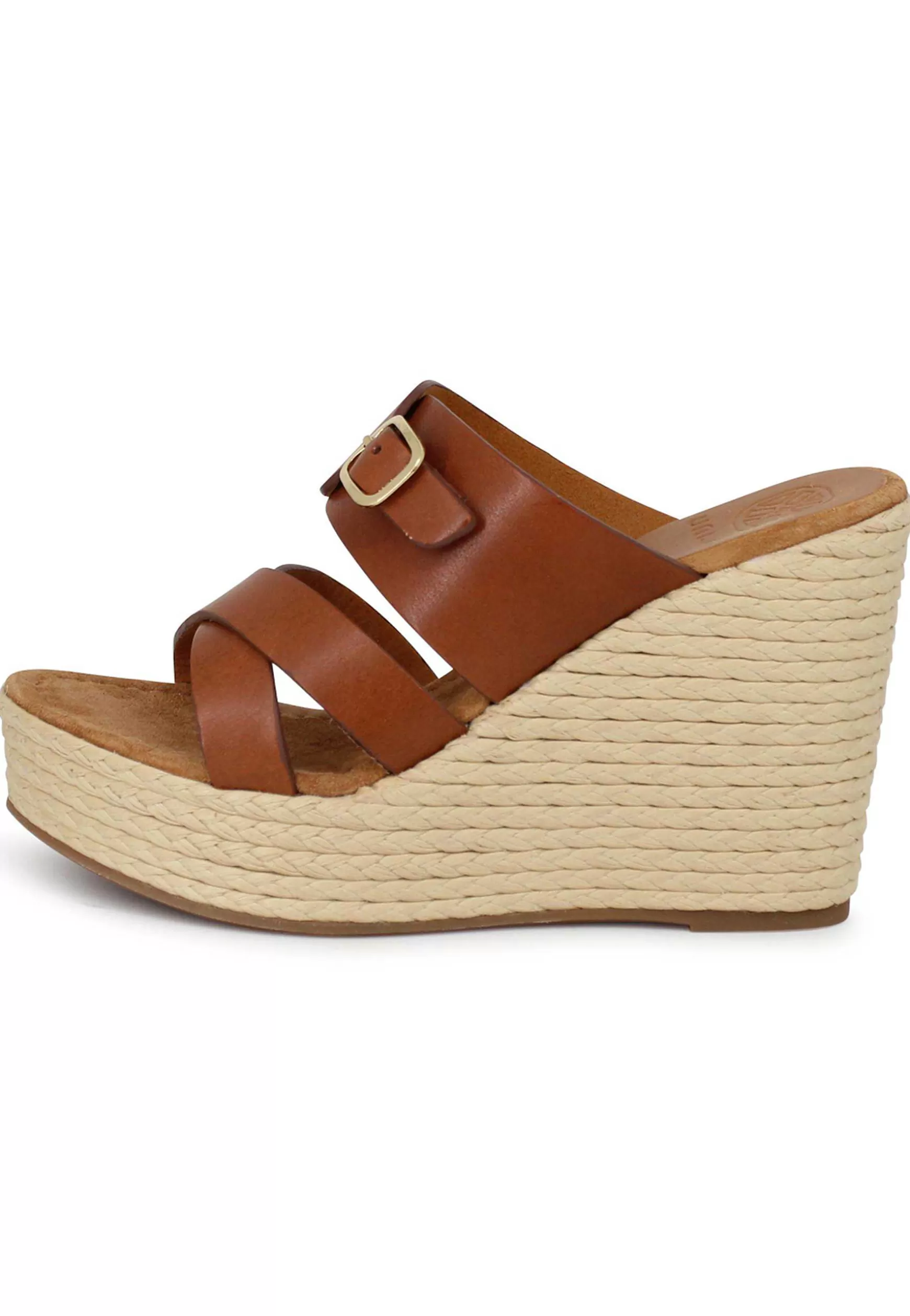 Sandali Donna In Pelle Cuoio Con Zeppa Alta In Corda*Unisa Discount