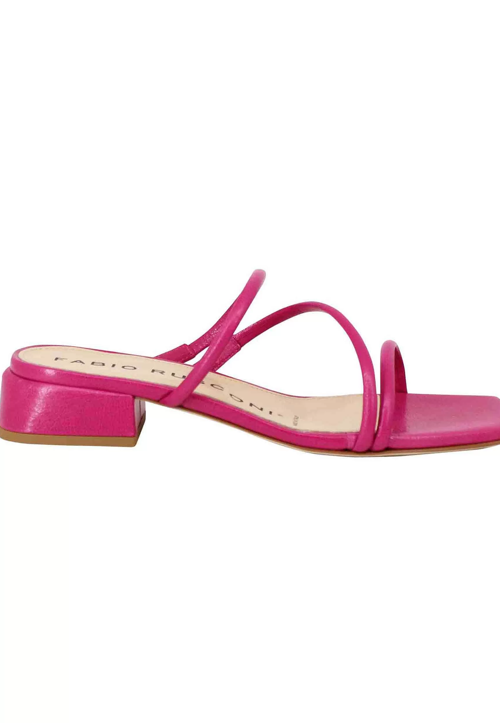 Sandali Donna In Pelle Fuxia Con Tacco Basso E Punta Quadra*Fabio Rusconi Best