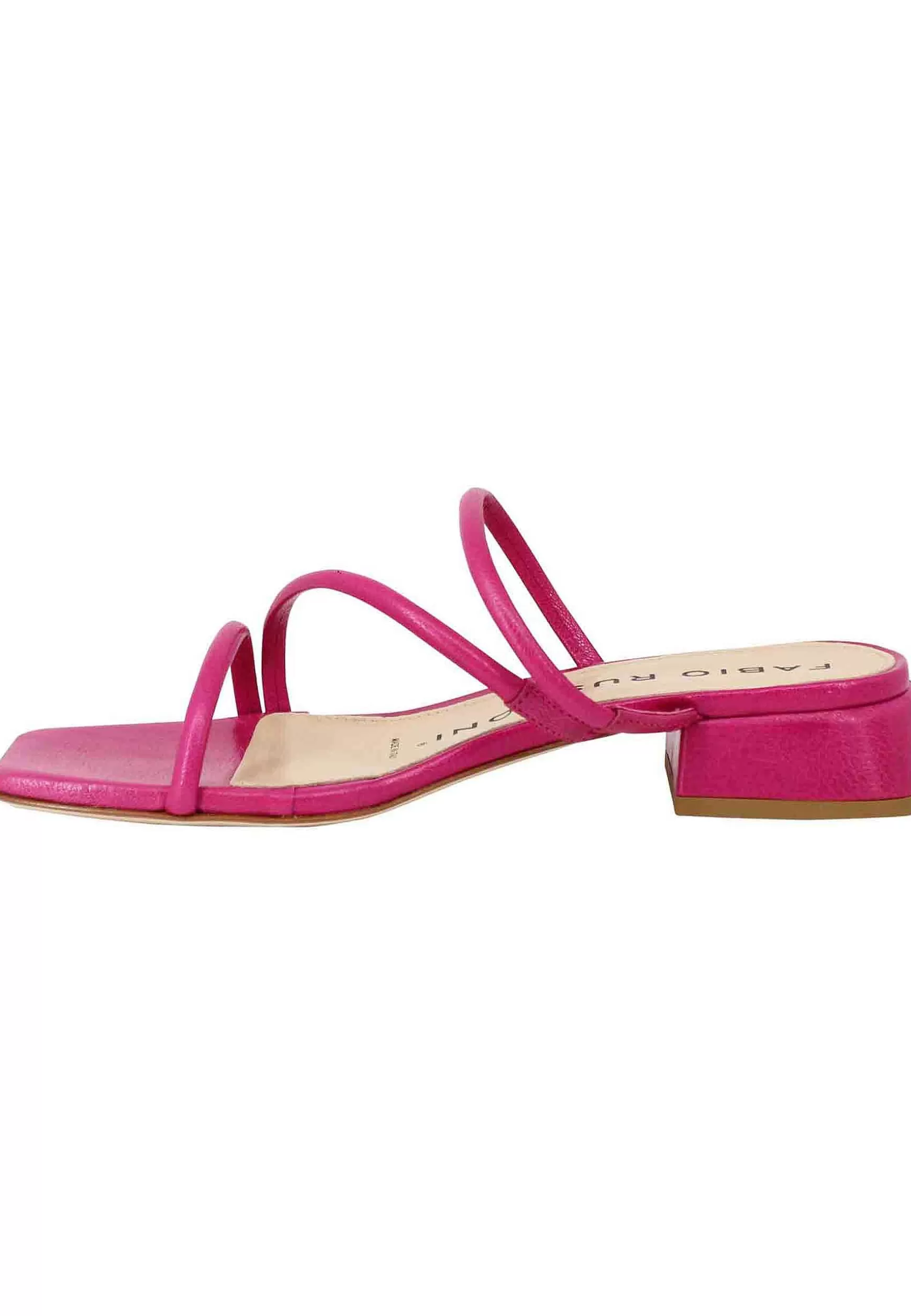 Sandali Donna In Pelle Fuxia Con Tacco Basso E Punta Quadra*Fabio Rusconi Best