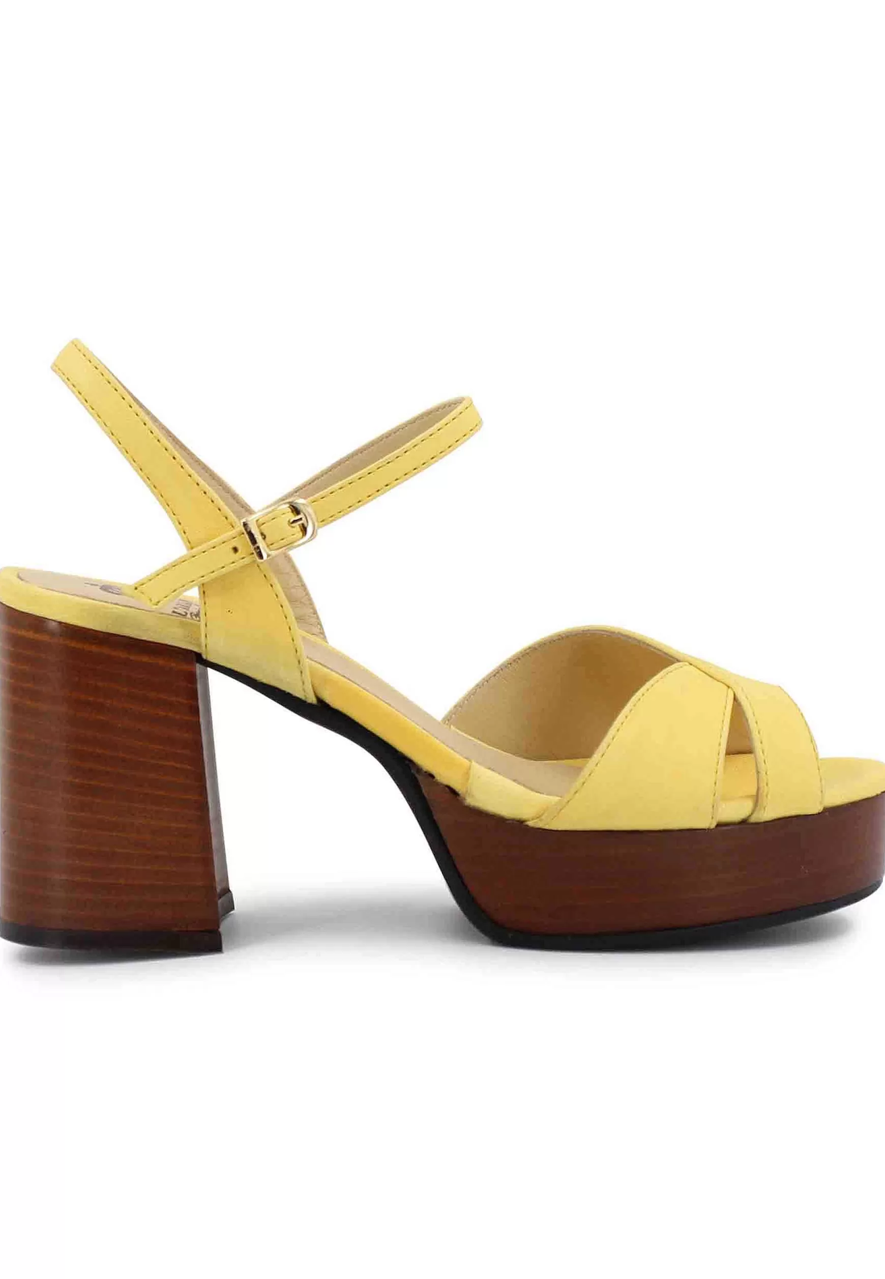 Sandai Donna In Pee Giaa Con Cinturino E Tacco E Pateau In Cuoio*L Fashion