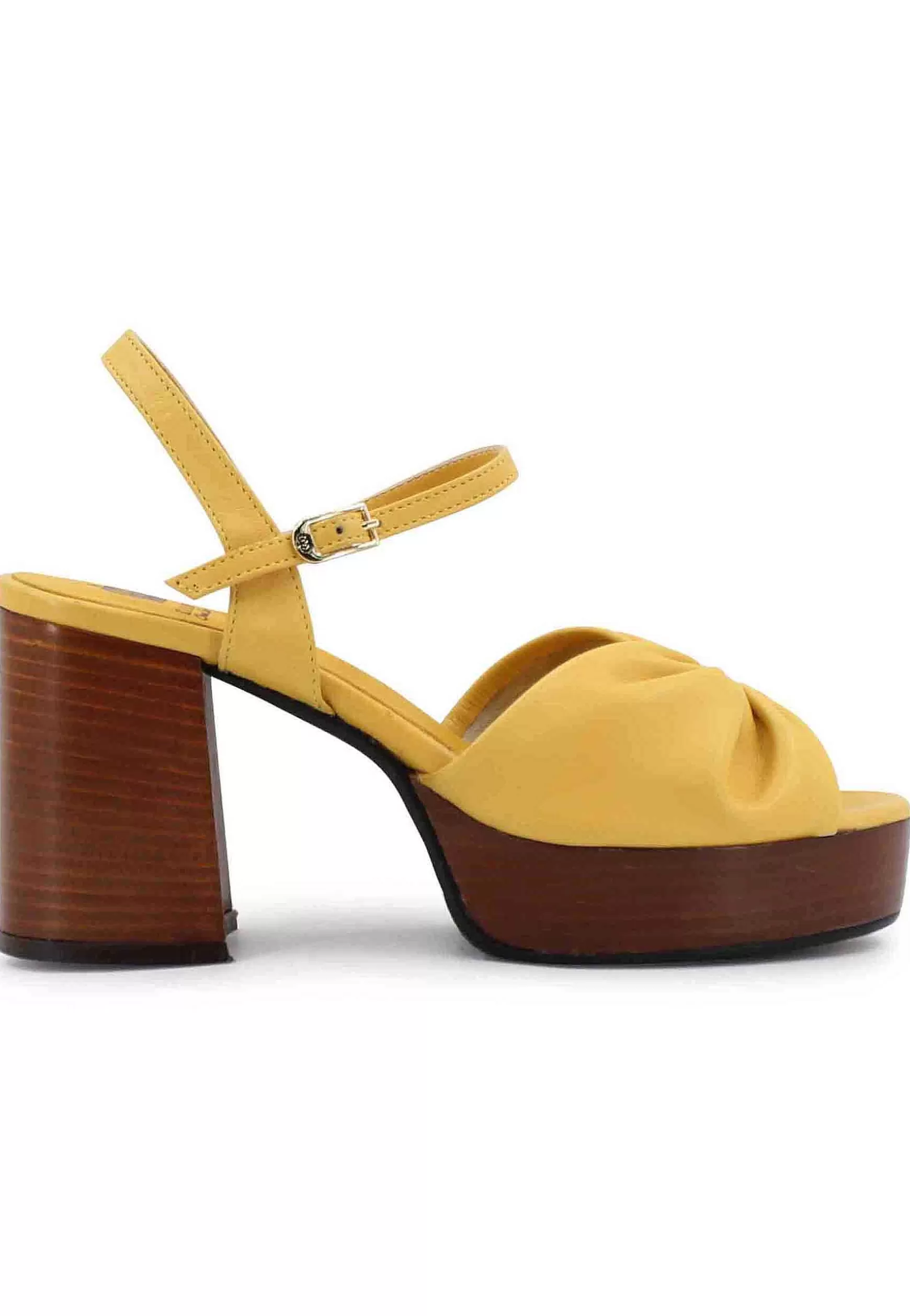 Sandai Donna In Pee Giaa Con Tacco E Pateau In Cuoio*L Clearance