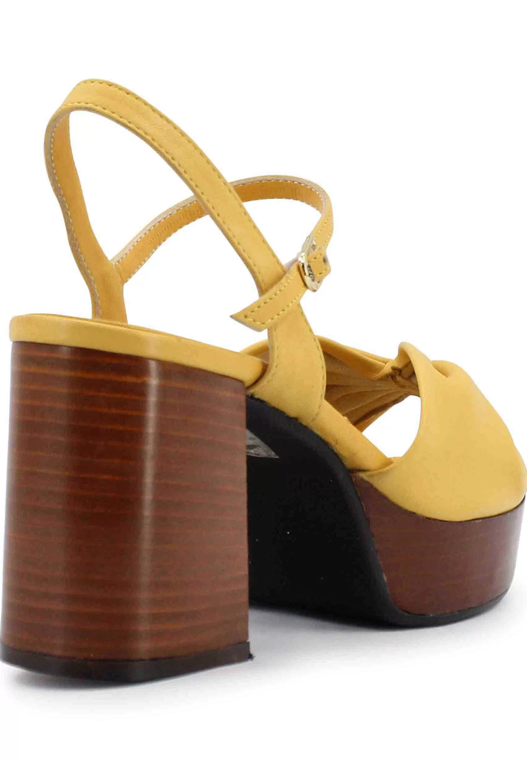 Sandai Donna In Pee Giaa Con Tacco E Pateau In Cuoio*L Clearance