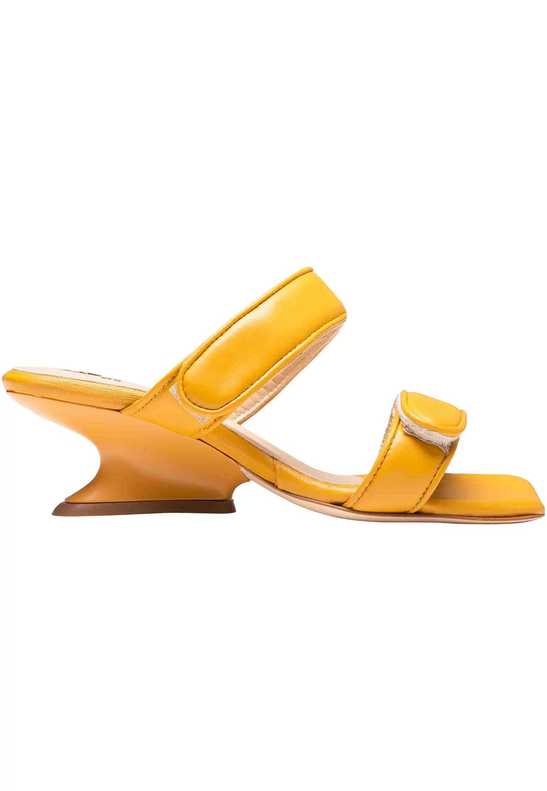 Sandai Donna In Pee Giao Zafferano Con Tacco Zeppa In Tinta*L Fashion