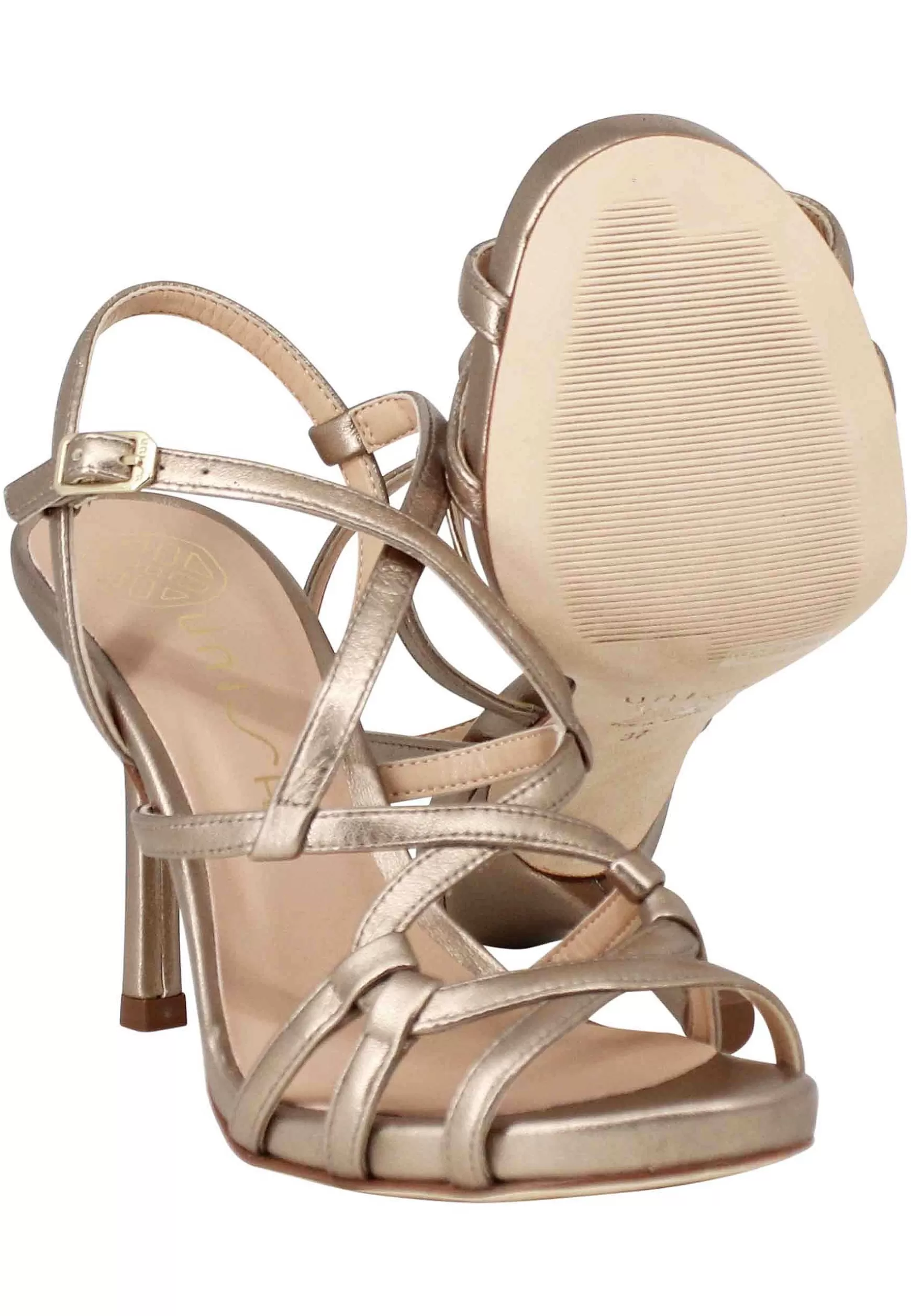 Sandali Donna In Pelle Laminata Bronzo Con Tacco Alto E Cinturino Alla Caviglia*Unisa Online