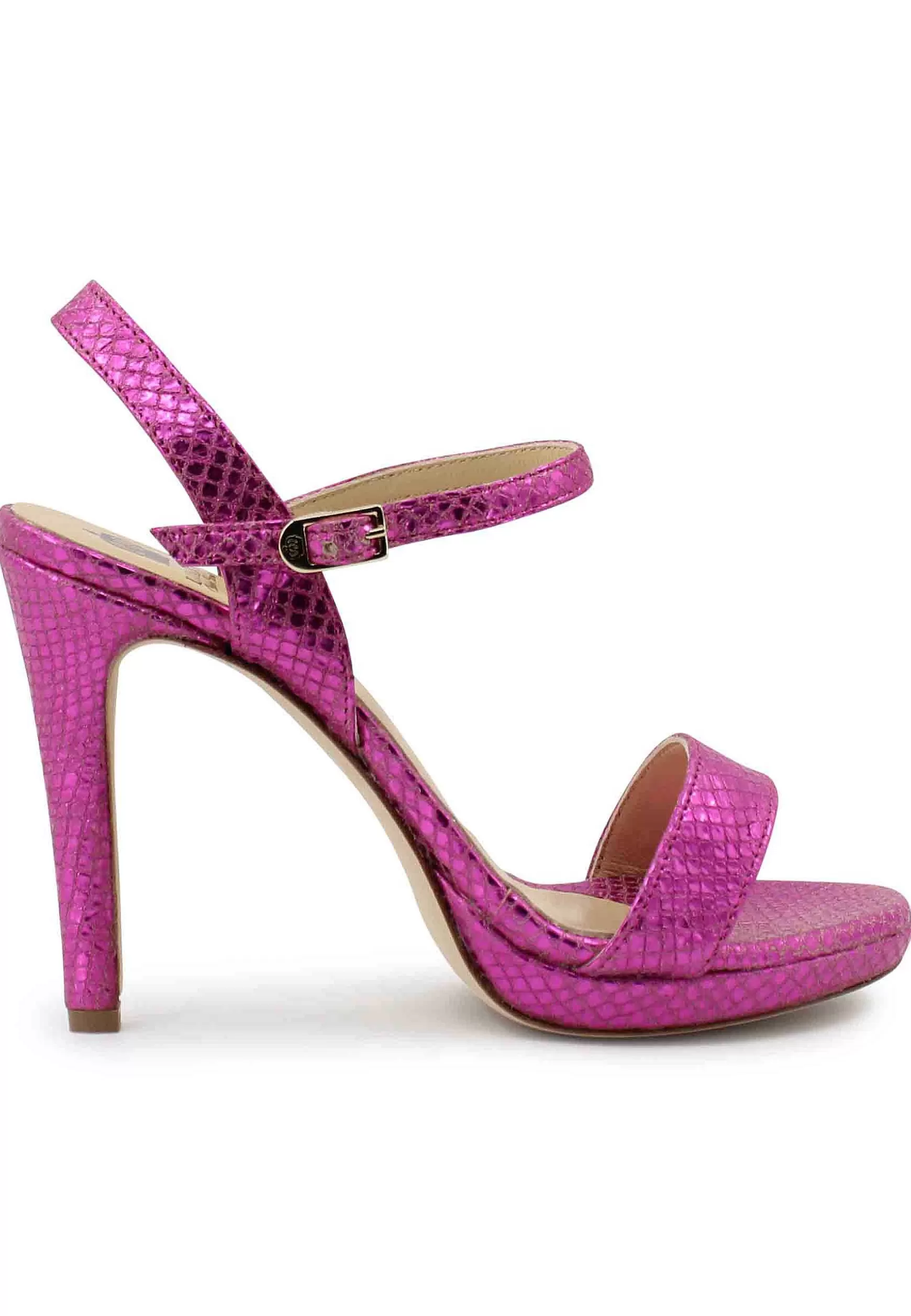 Sandai Donna In Pee aminata Fuxia Effetto Serpente Con Tacco Ato E Cinturino Aa Cavigia*L Outlet