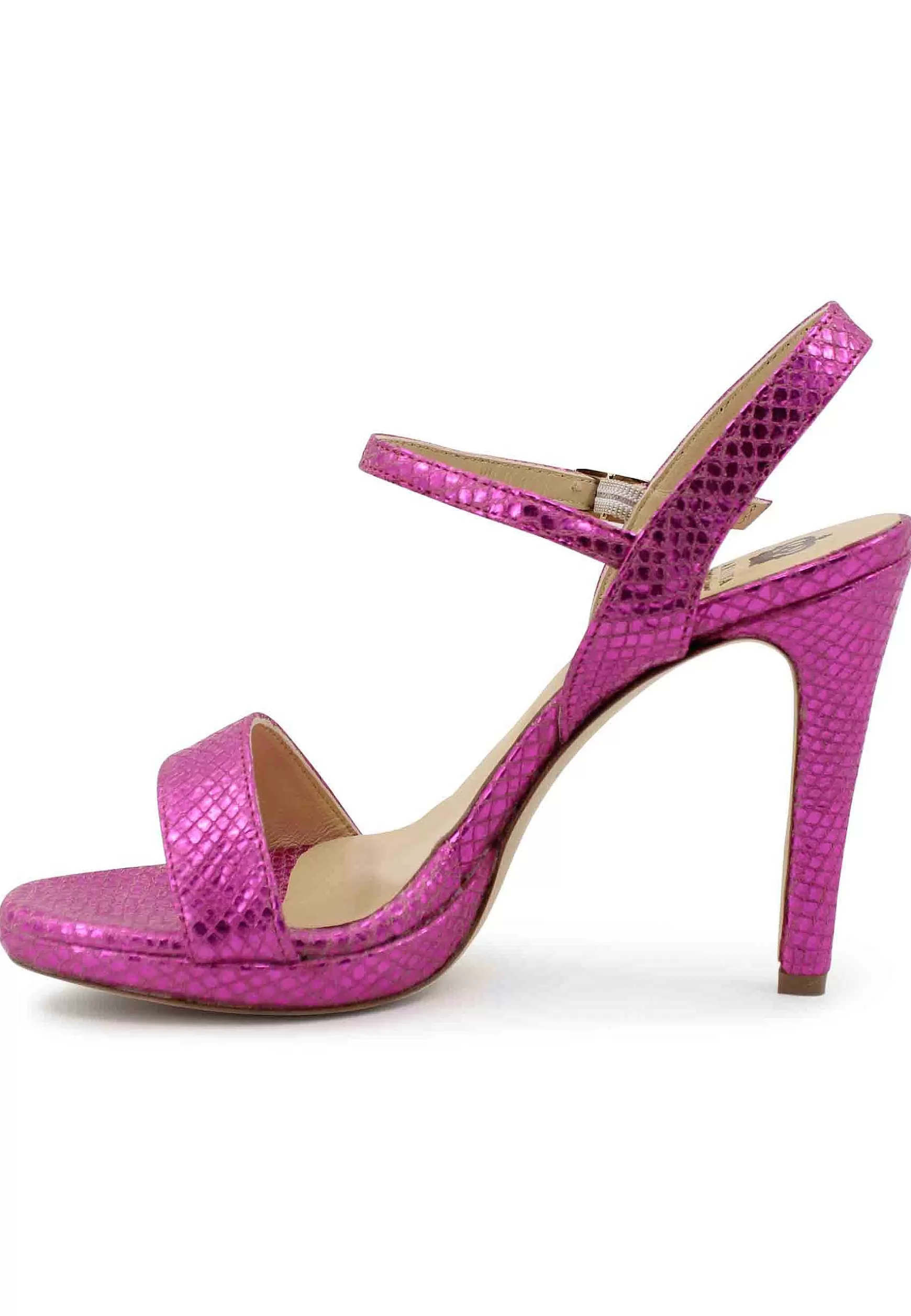 Sandai Donna In Pee aminata Fuxia Effetto Serpente Con Tacco Ato E Cinturino Aa Cavigia*L Outlet