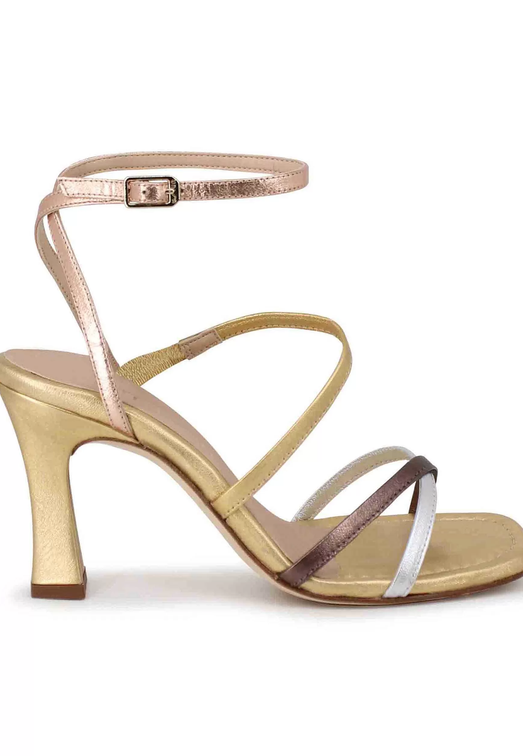Sandali Donna In Pelle Laminata Oro Con Tacco Alto*Unisa Flash Sale