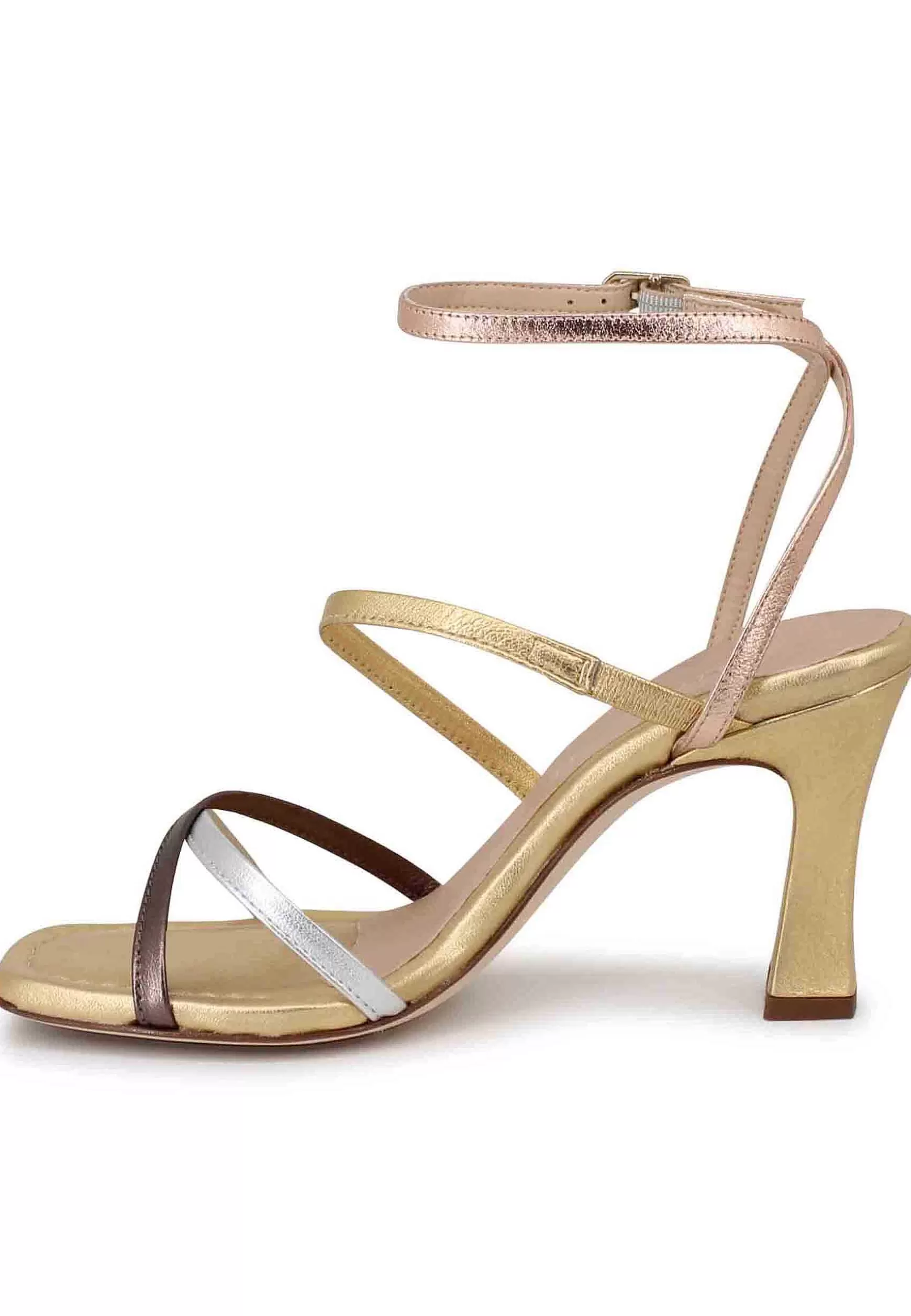 Sandali Donna In Pelle Laminata Oro Con Tacco Alto*Unisa Flash Sale