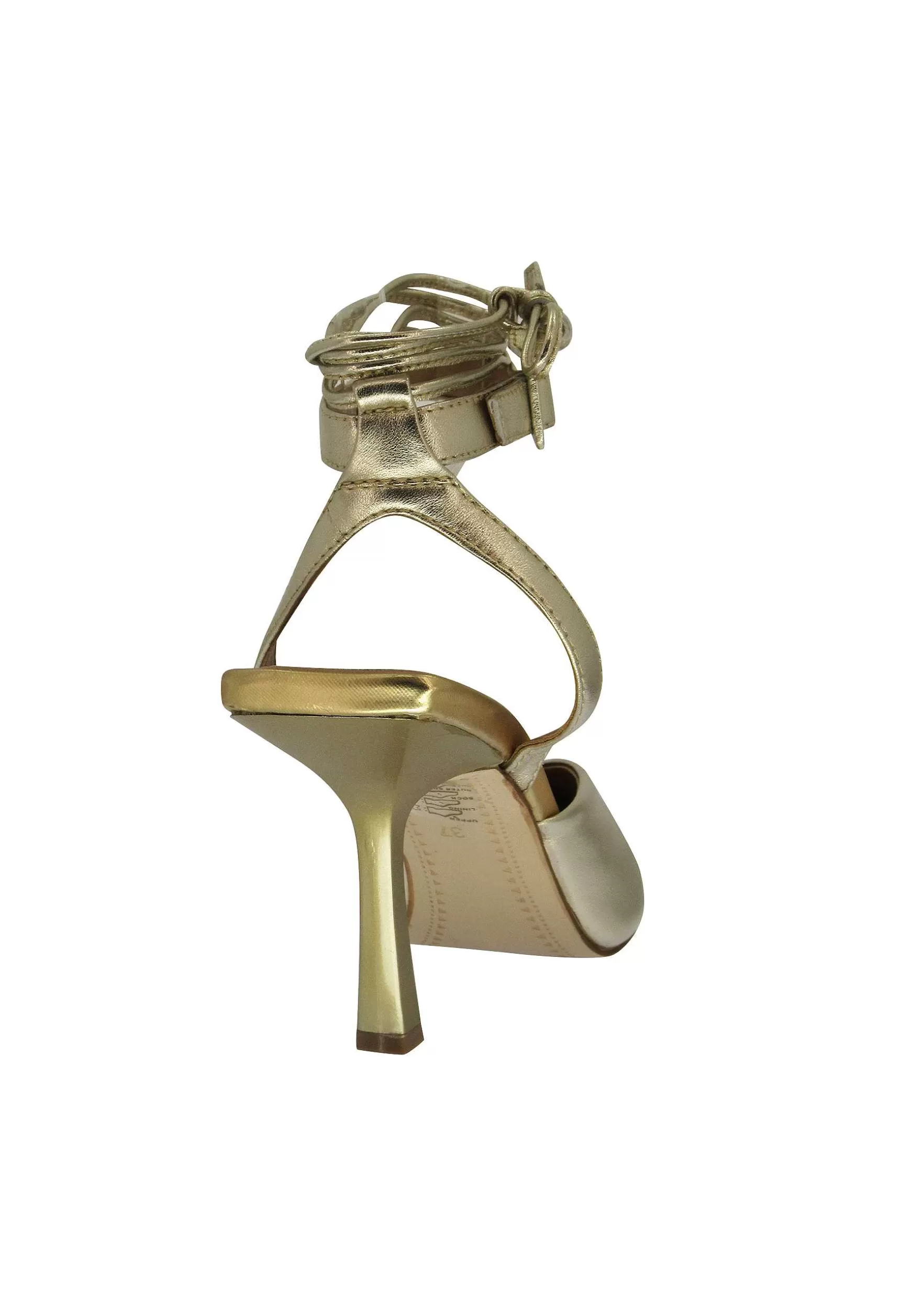 Sandali Donna In Pelle Laminata Platino Con Laccetti E Cinturino Alla Caviglia*Bruno Premi Sale