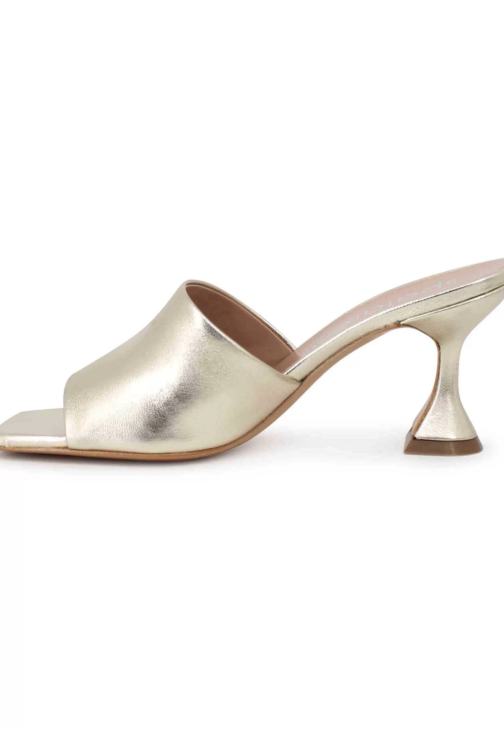 Sandali Donna In Pelle Laminata Platino Con Tacco Alto E Punta Quadra** Cheap