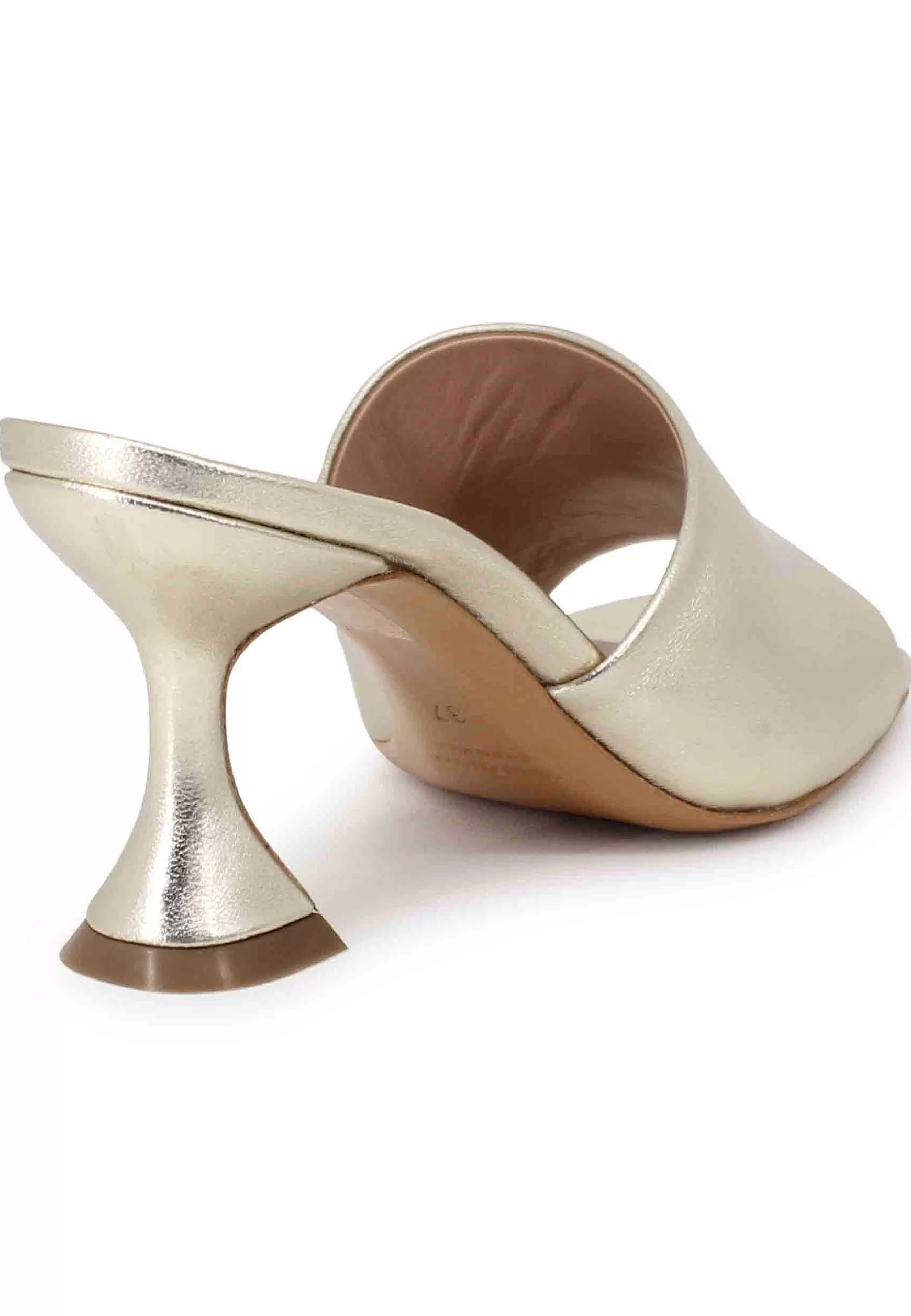 Sandali Donna In Pelle Laminata Platino Con Tacco Alto E Punta Quadra** Cheap