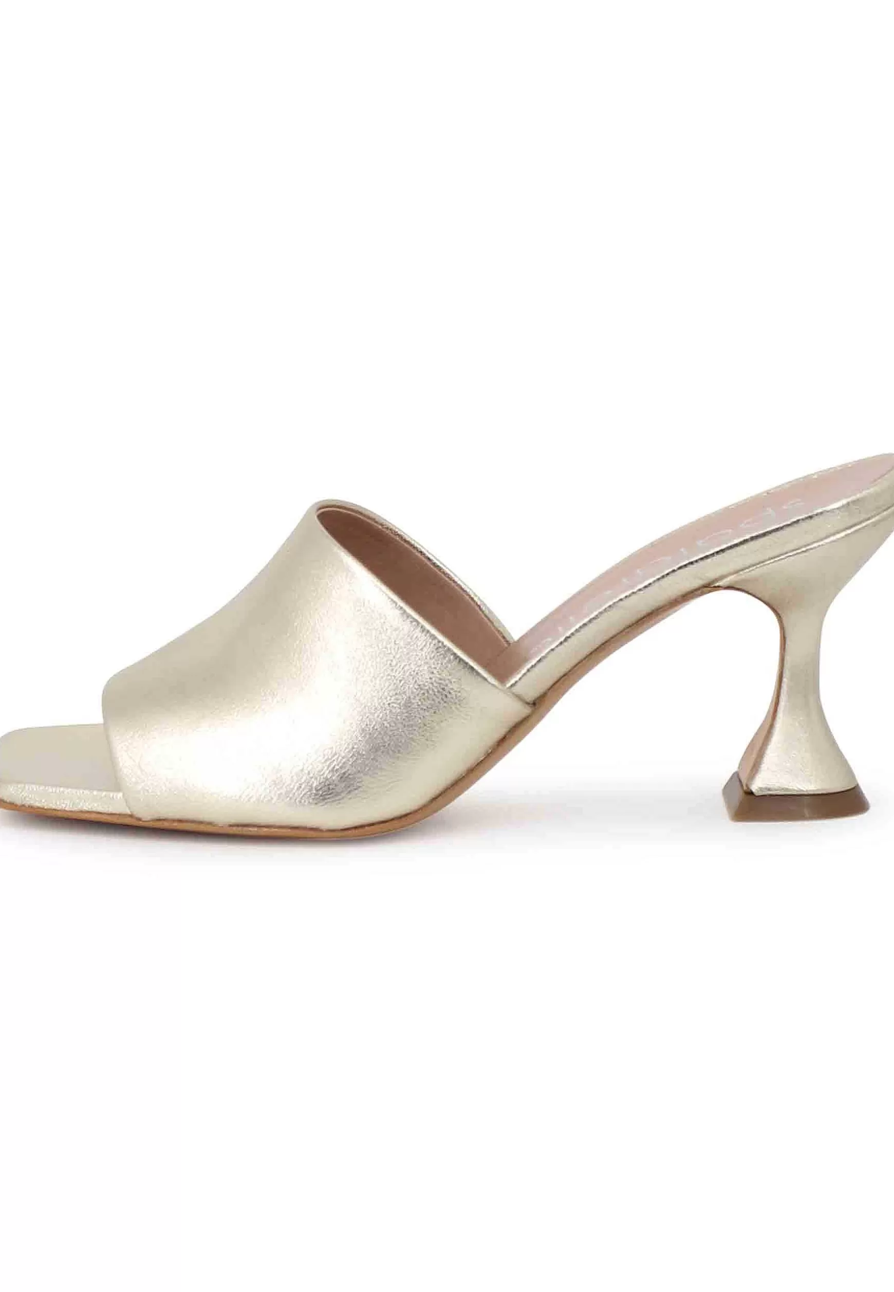 Sandali Donna In Pelle Laminata Platino Con Tacco Alto E Punta Quadra** Cheap