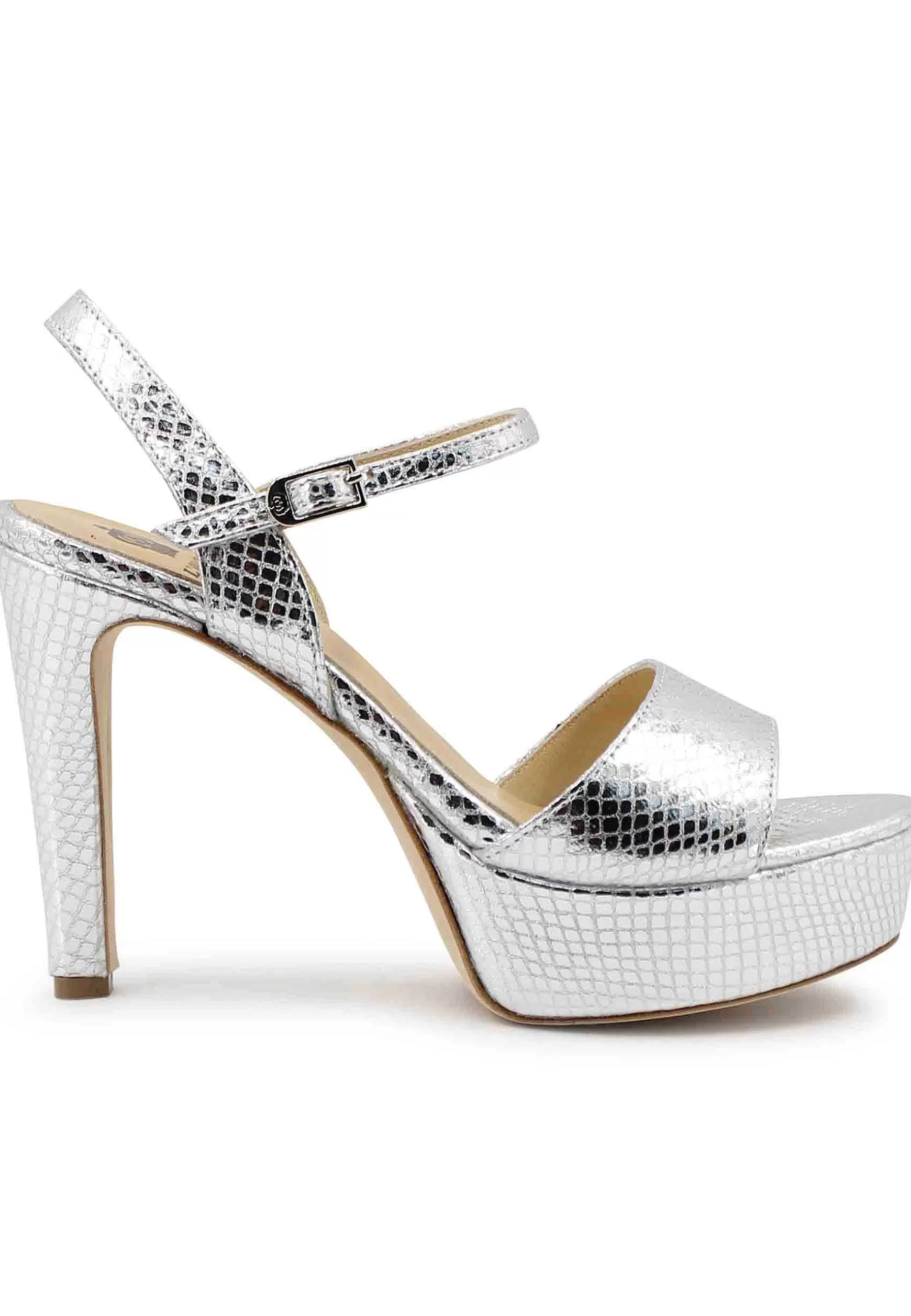 Sandai Donna In Pee aminata Stampata Argento Con Tacco Ato E Pateau*L Flash Sale