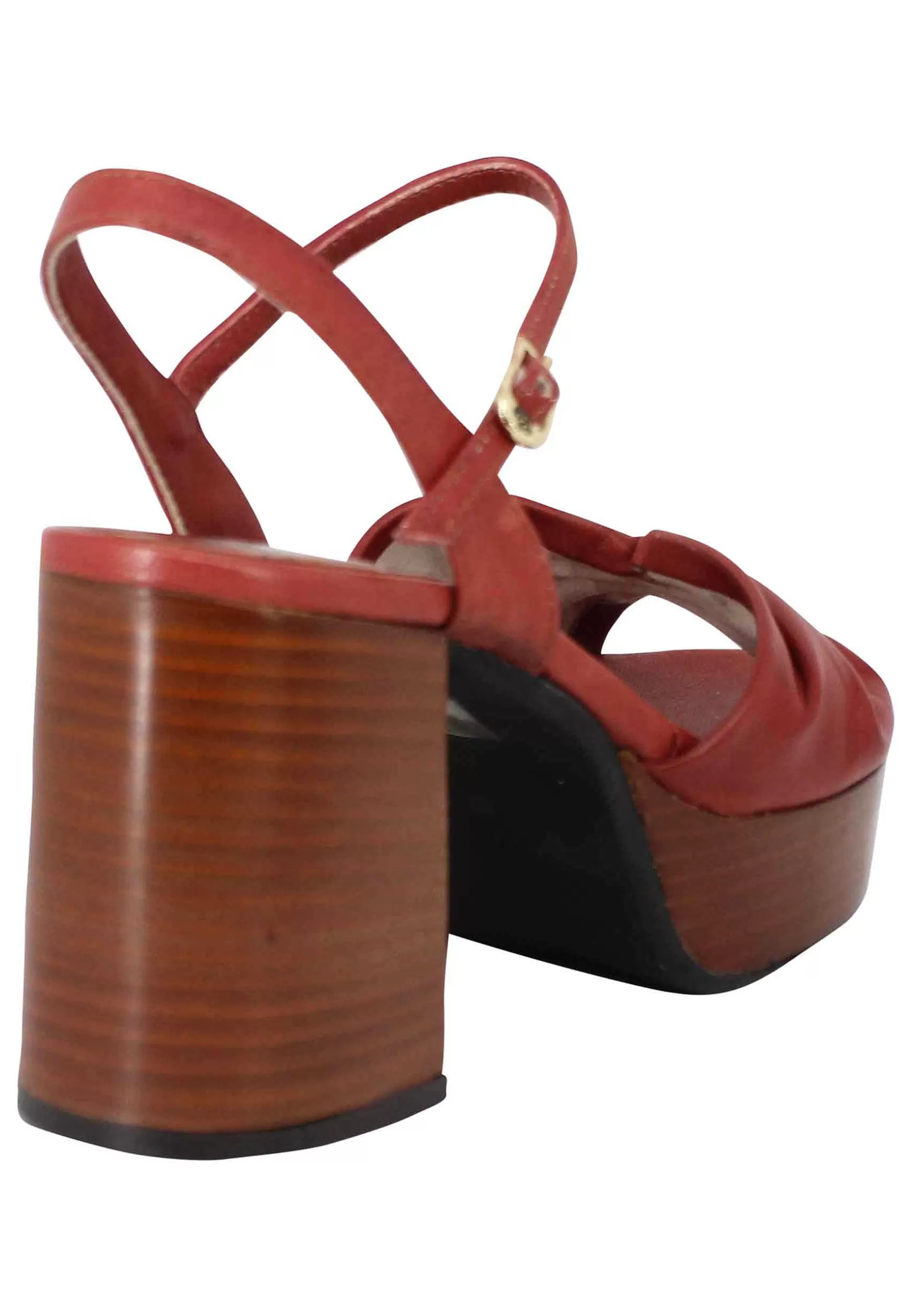 Sandai Donna In Pee Mattone Con Tacco E Pateau In Cuoio*L Flash Sale