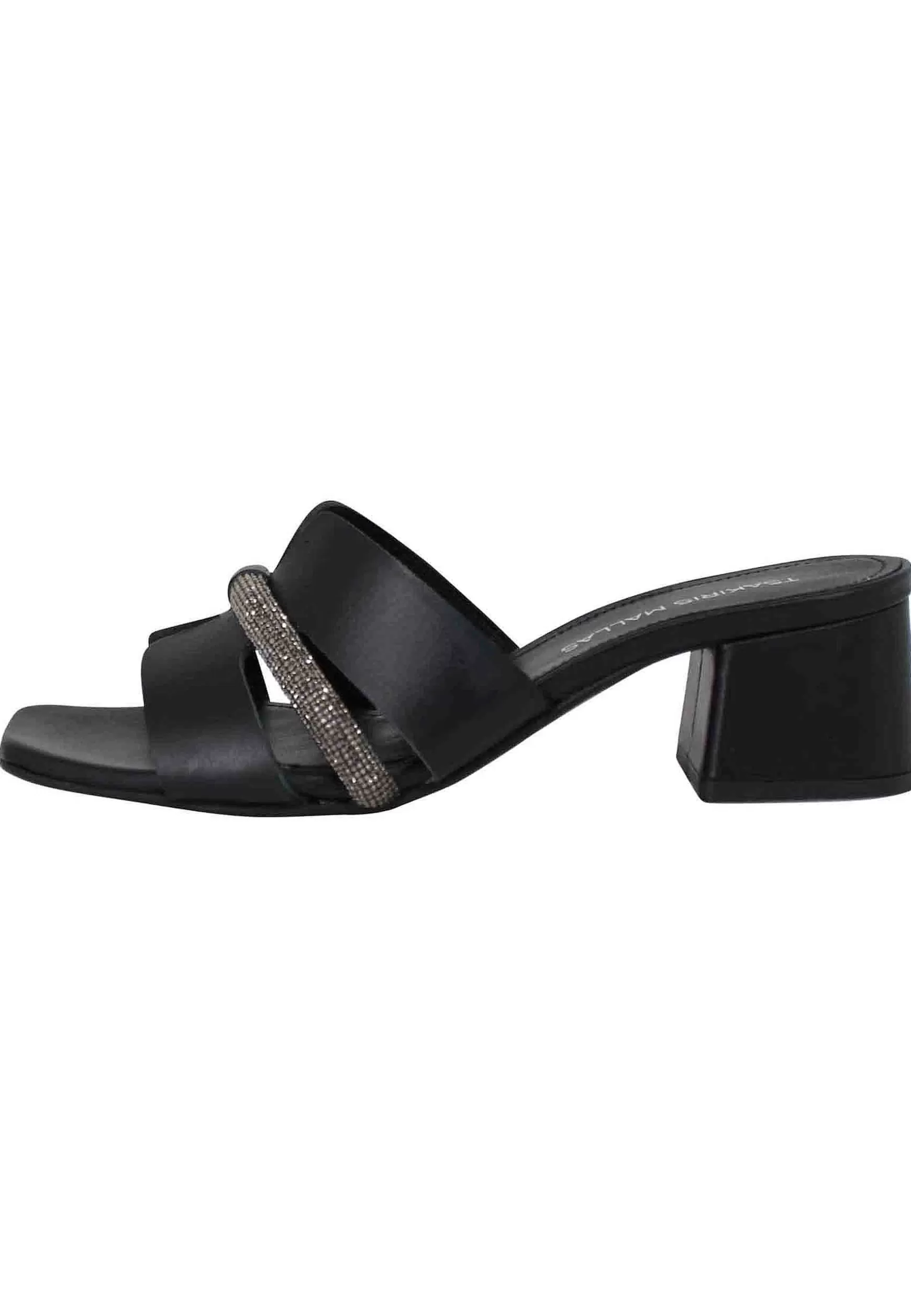 Sandali Donna In Pelle Nera Con Accessorio E Punta Quadra*Tsakiris Mallas Clearance