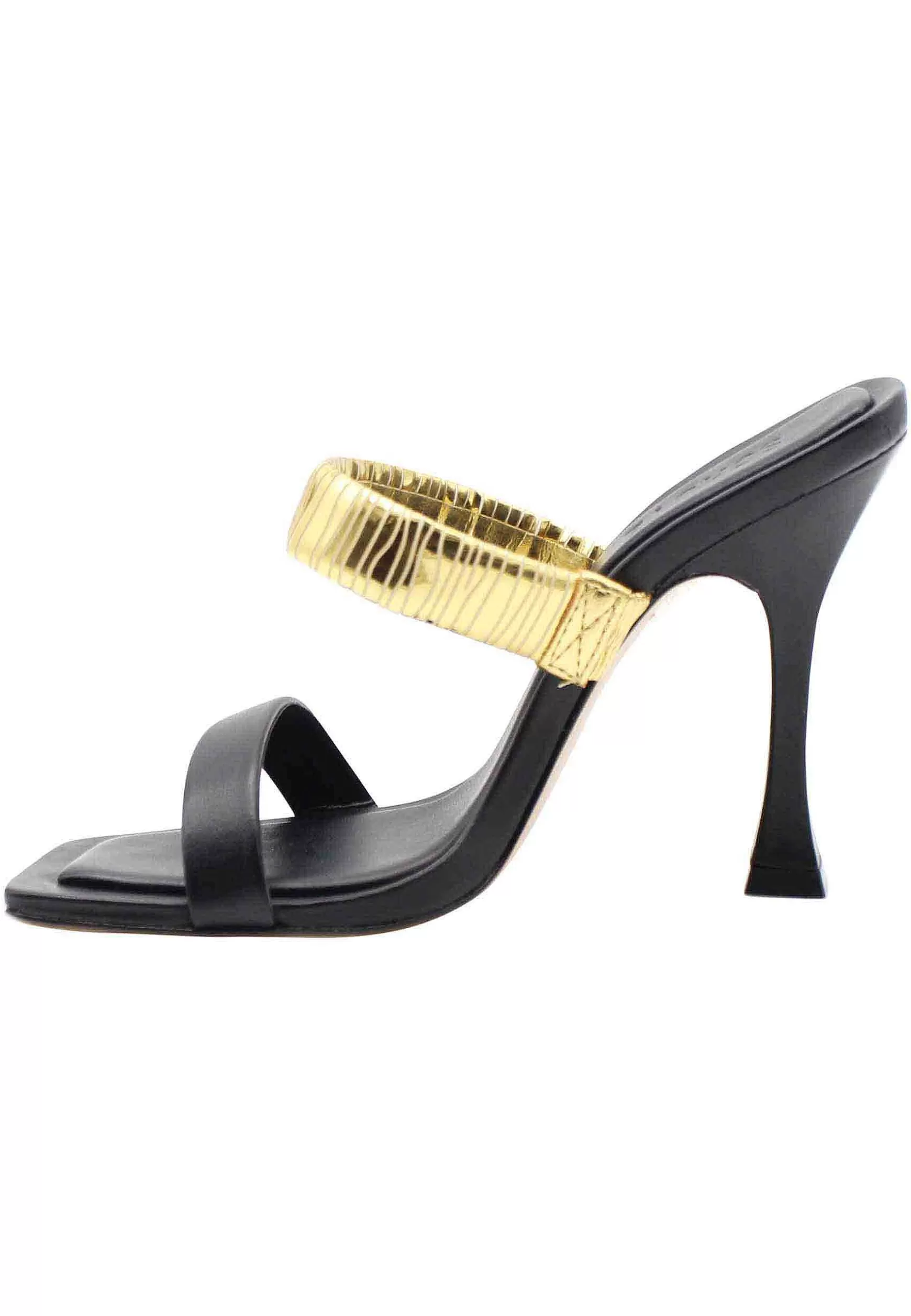 Sandali Donna In Pelle Nera Con Tacco Alto E Fascia In Oro*Schutz Clearance