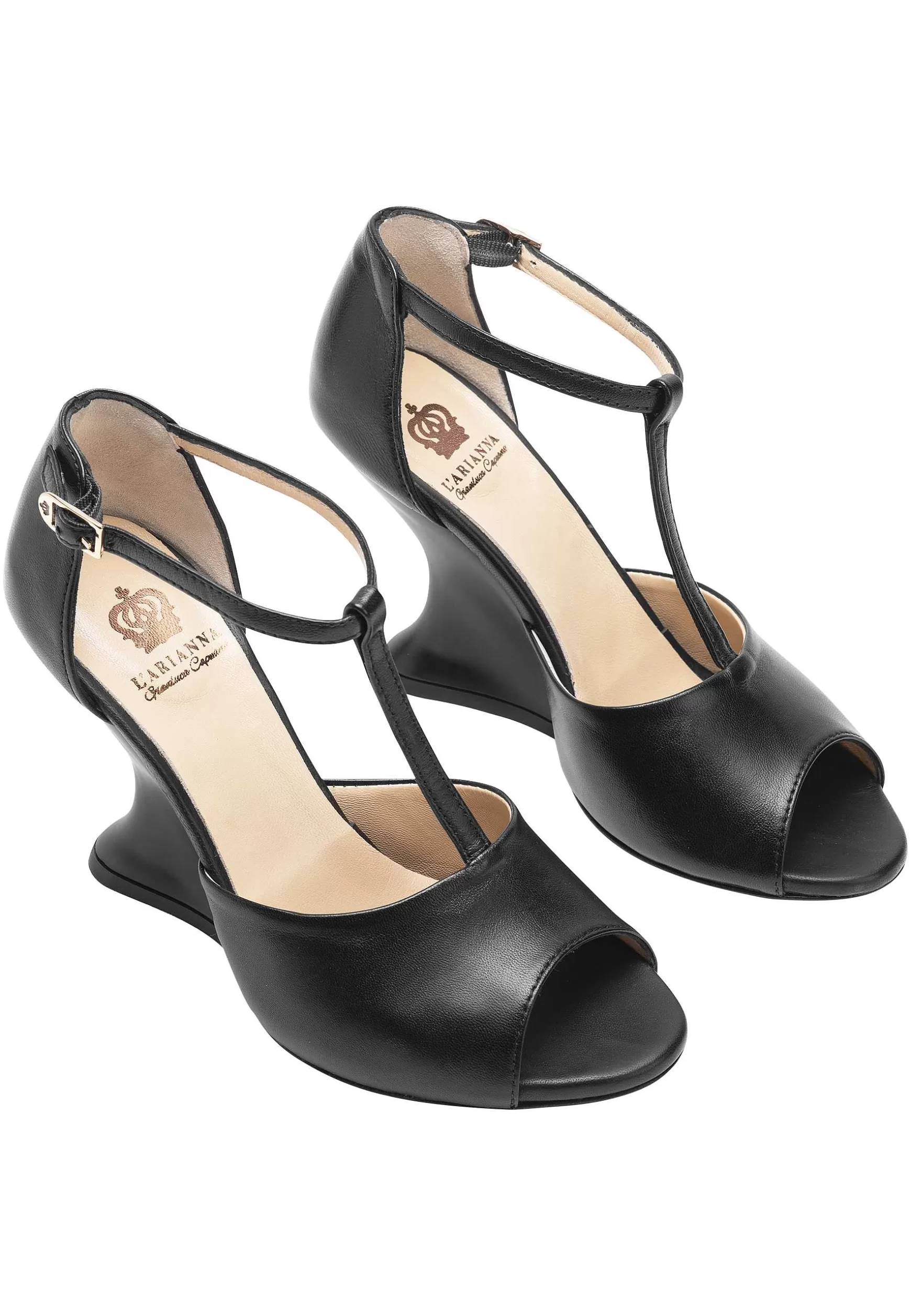 Sandai Donna In Pee Nera Con Zeppa Ata E Cinturino Aa Cavigia*L Outlet
