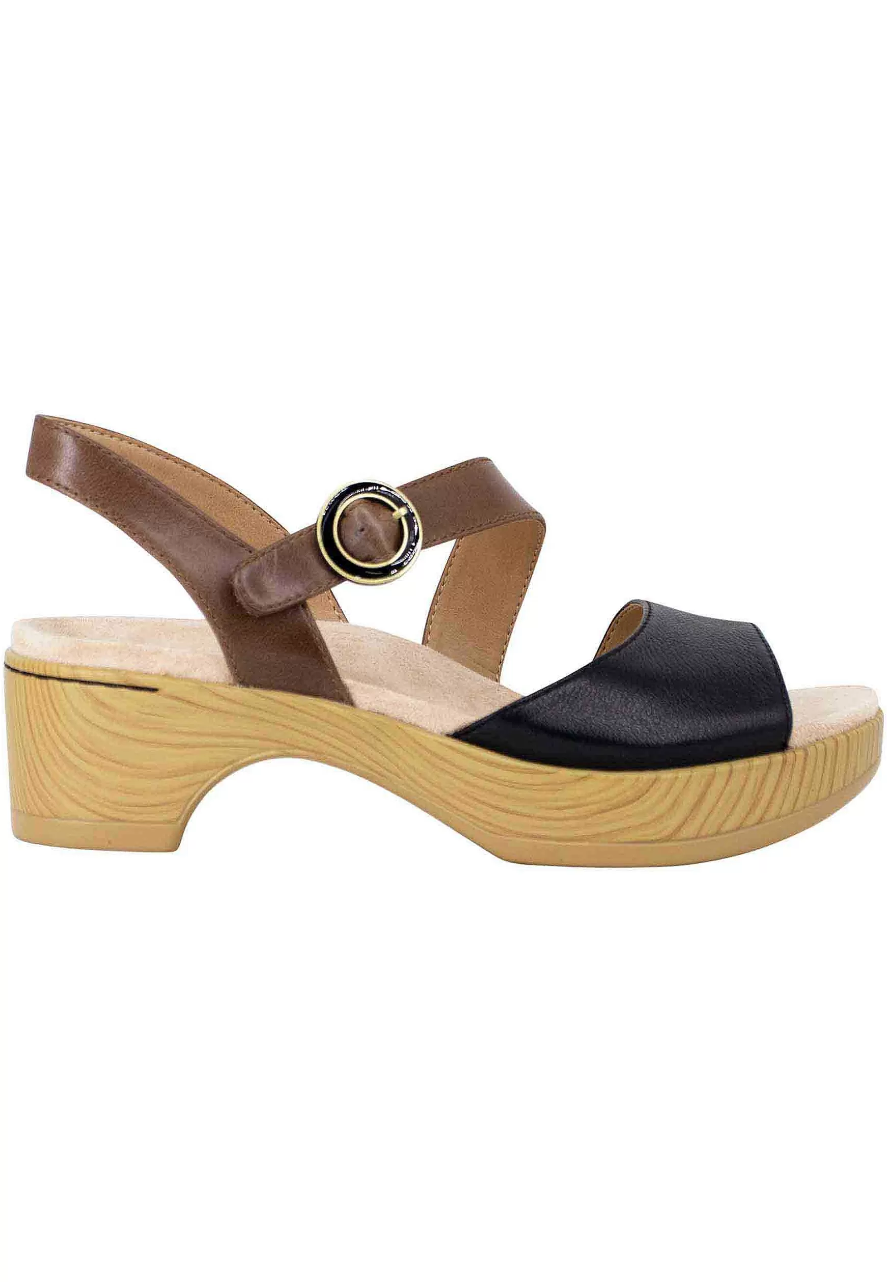 Sandali Donna In Pelle Nera E Marrone Con Zeppa E Cinturino*Dansko Clearance
