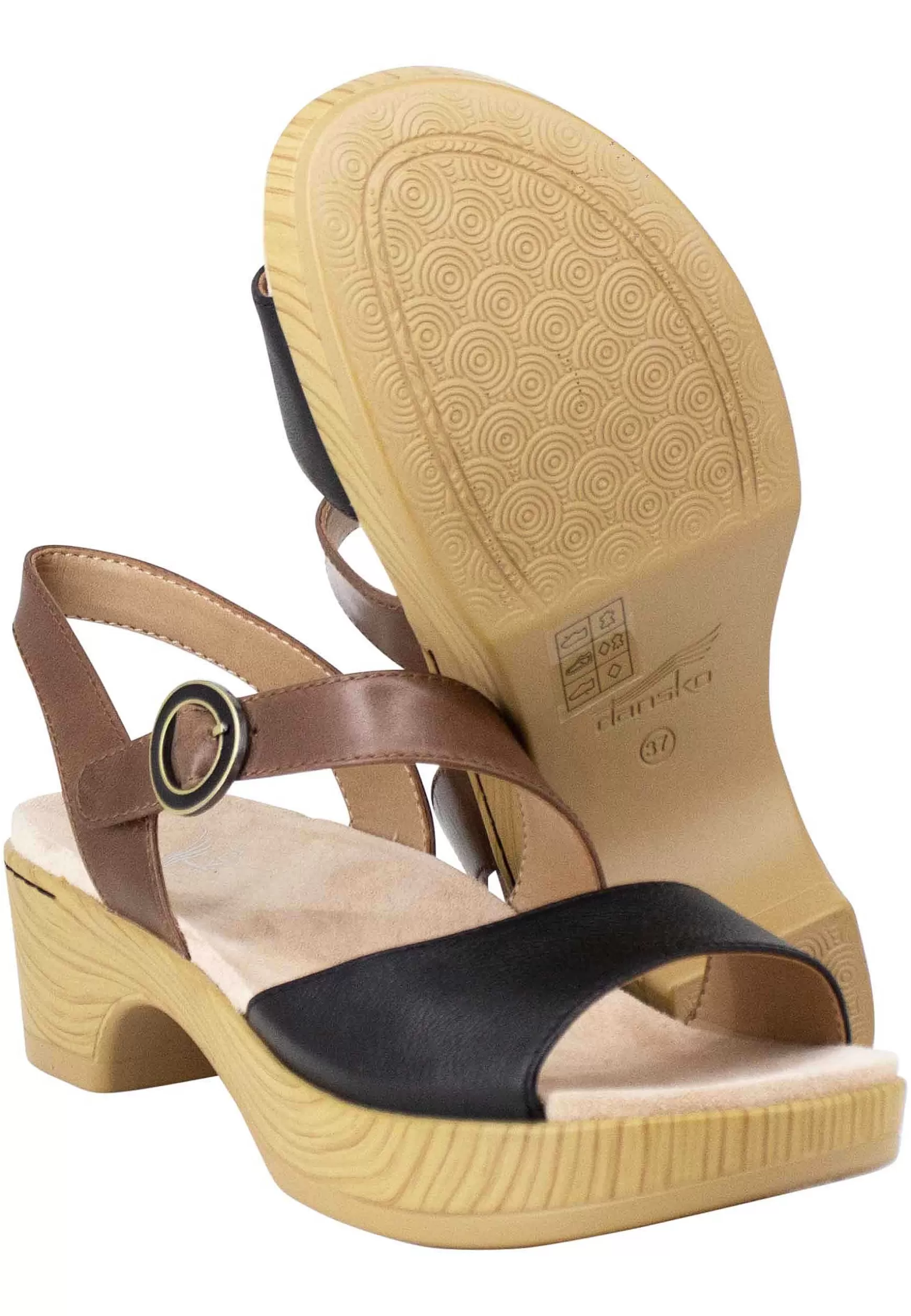 Sandali Donna In Pelle Nera E Marrone Con Zeppa E Cinturino*Dansko Clearance