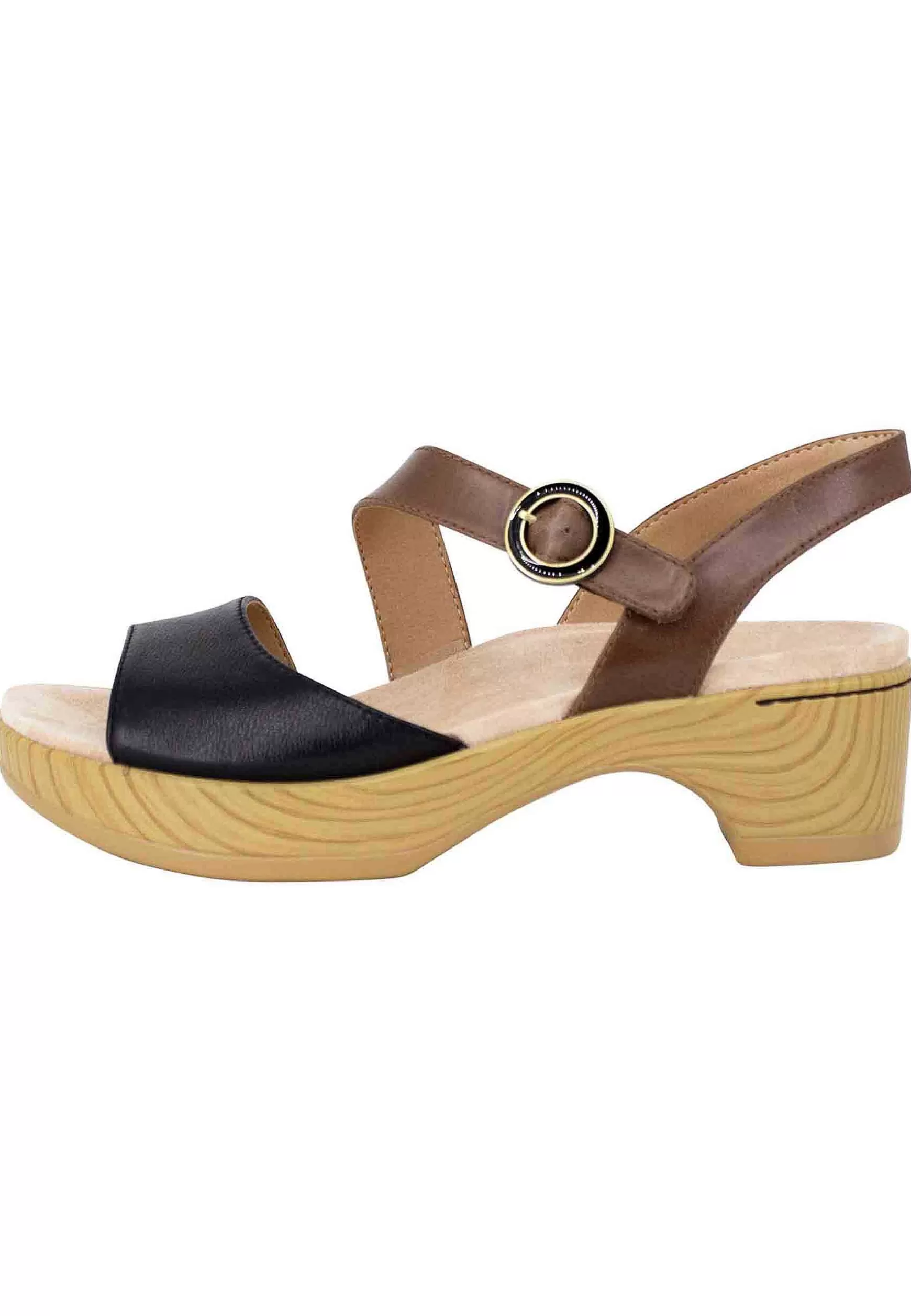 Sandali Donna In Pelle Nera E Marrone Con Zeppa E Cinturino*Dansko Clearance