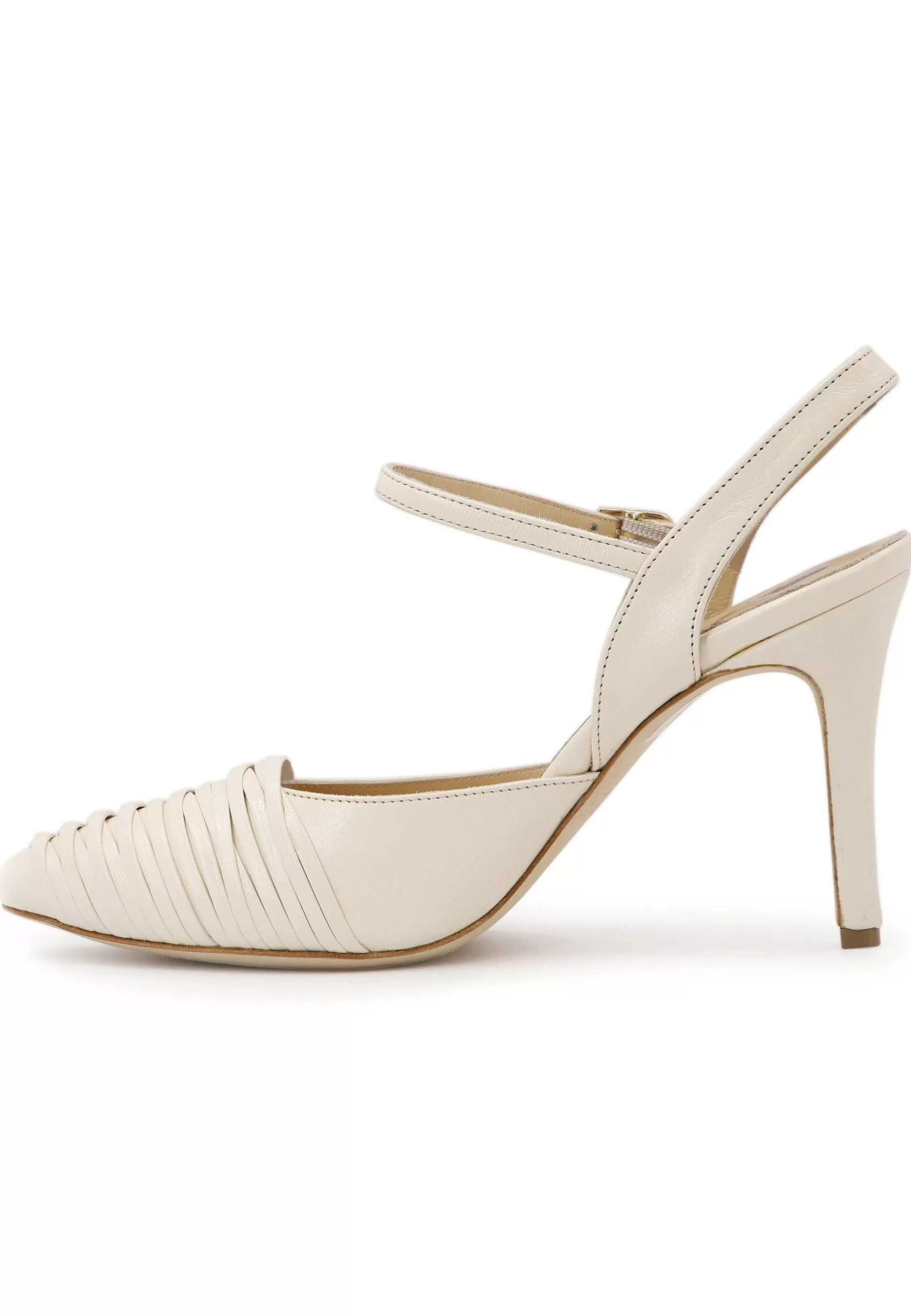 Sandai Donna In Pee Off White Con Tacco Ato E Cinturino Aa Cavigia*L Hot
