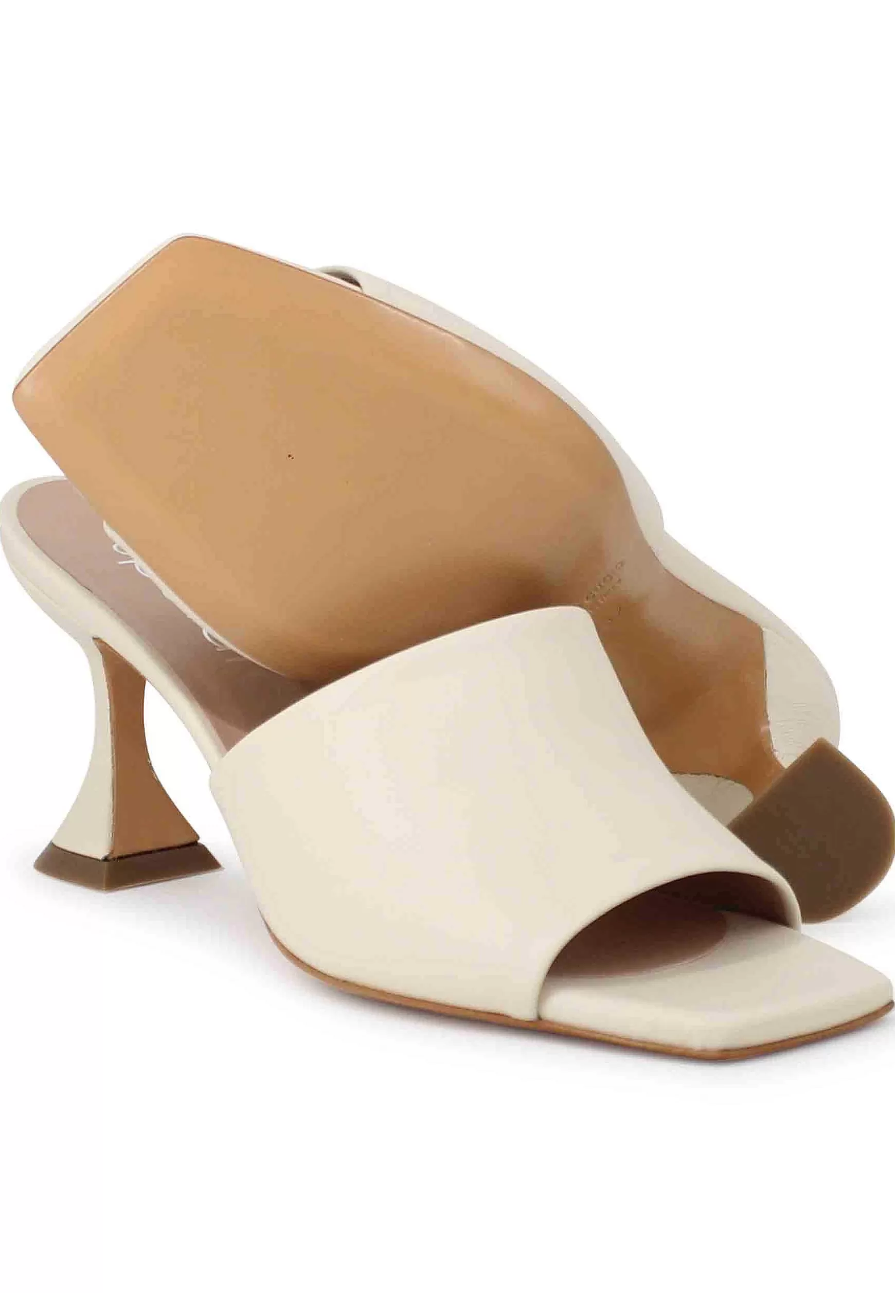 Sandali Donna In Pelle Off White Con Tacco Alto E Punta Quadra** Online