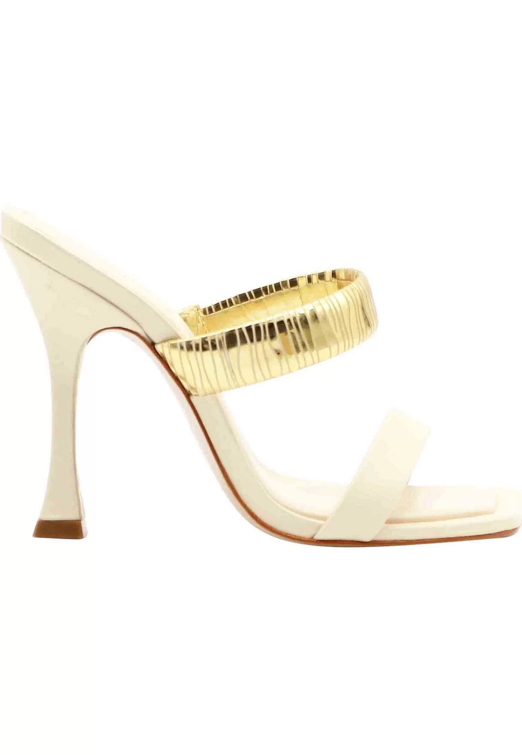 Sandali Donna In Pelle Panna Con Tacco Alto E Fascia In Oro*Schutz Sale
