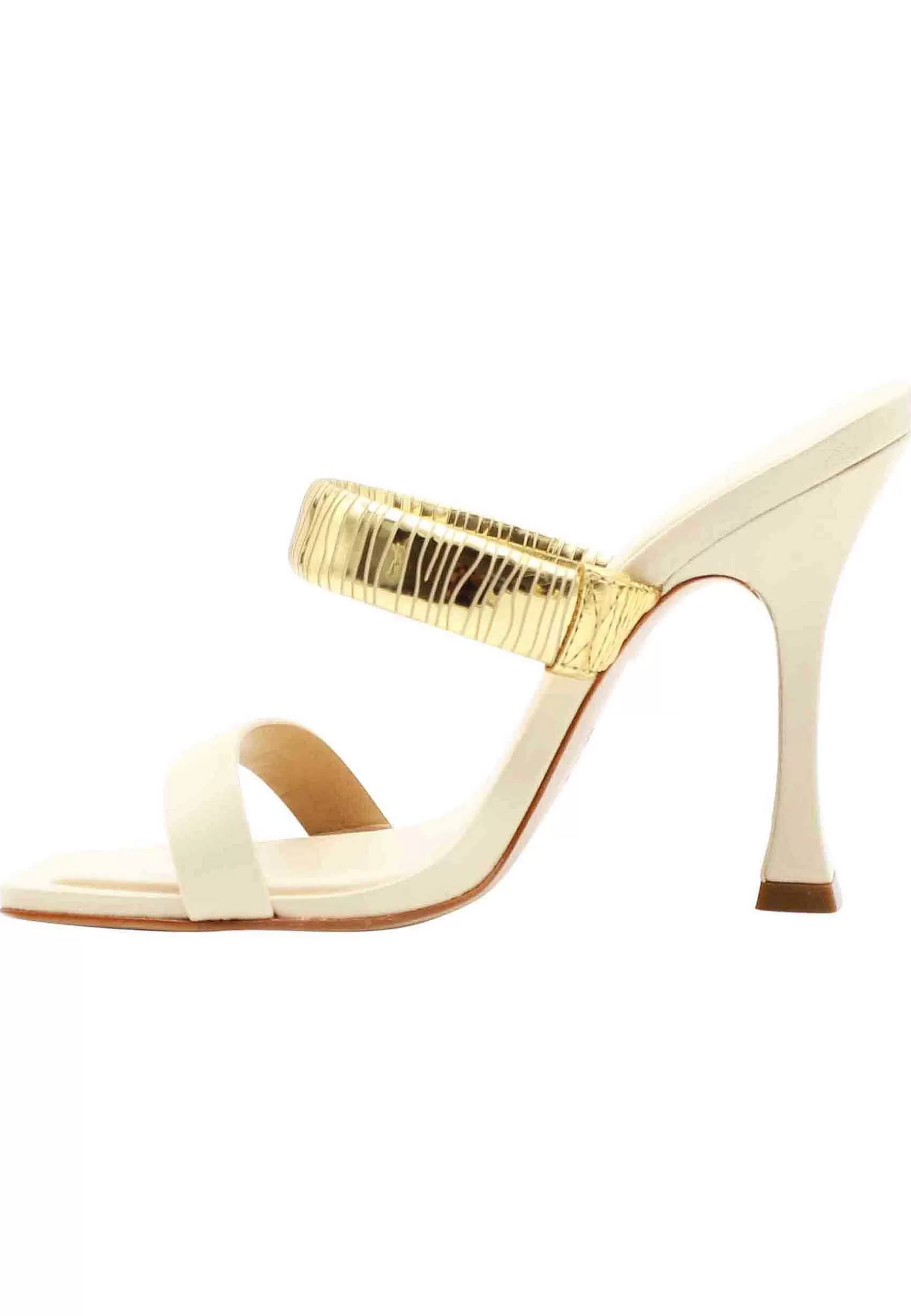 Sandali Donna In Pelle Panna Con Tacco Alto E Fascia In Oro*Schutz Sale