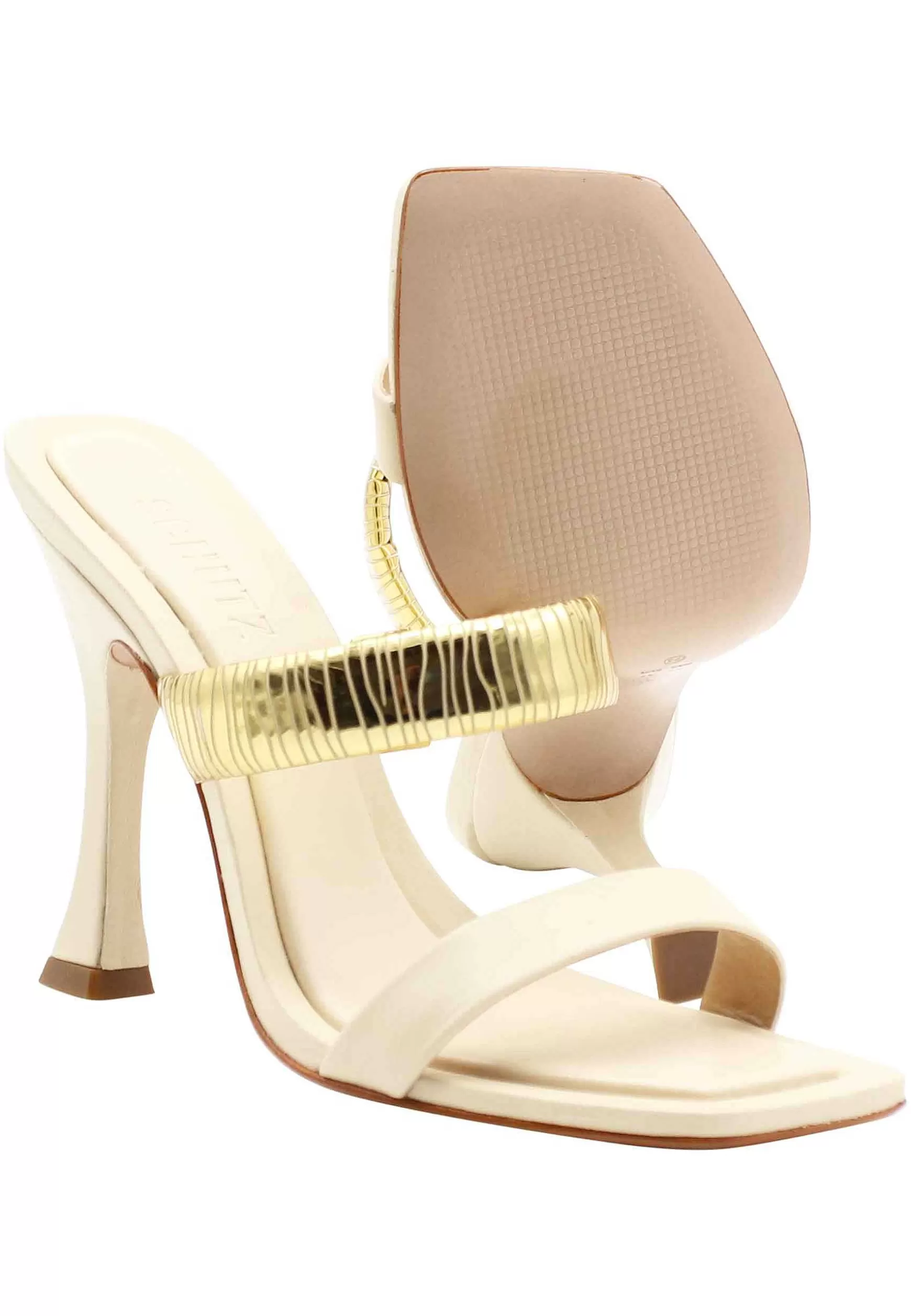 Sandali Donna In Pelle Panna Con Tacco Alto E Fascia In Oro*Schutz Sale