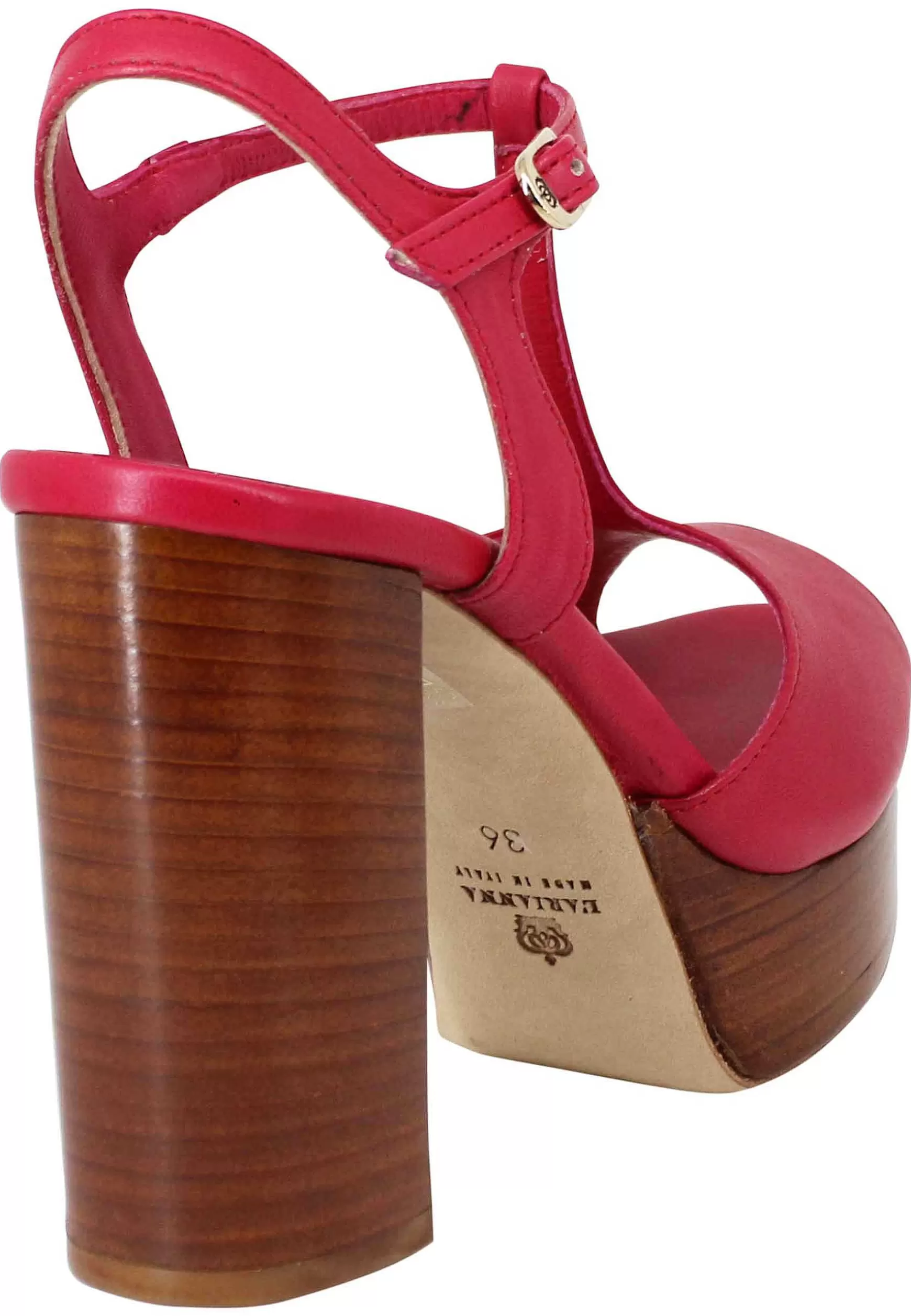 Sandai Donna In Pee Rossa Con Cinturino Tacco Ato E Pateau*L Best Sale
